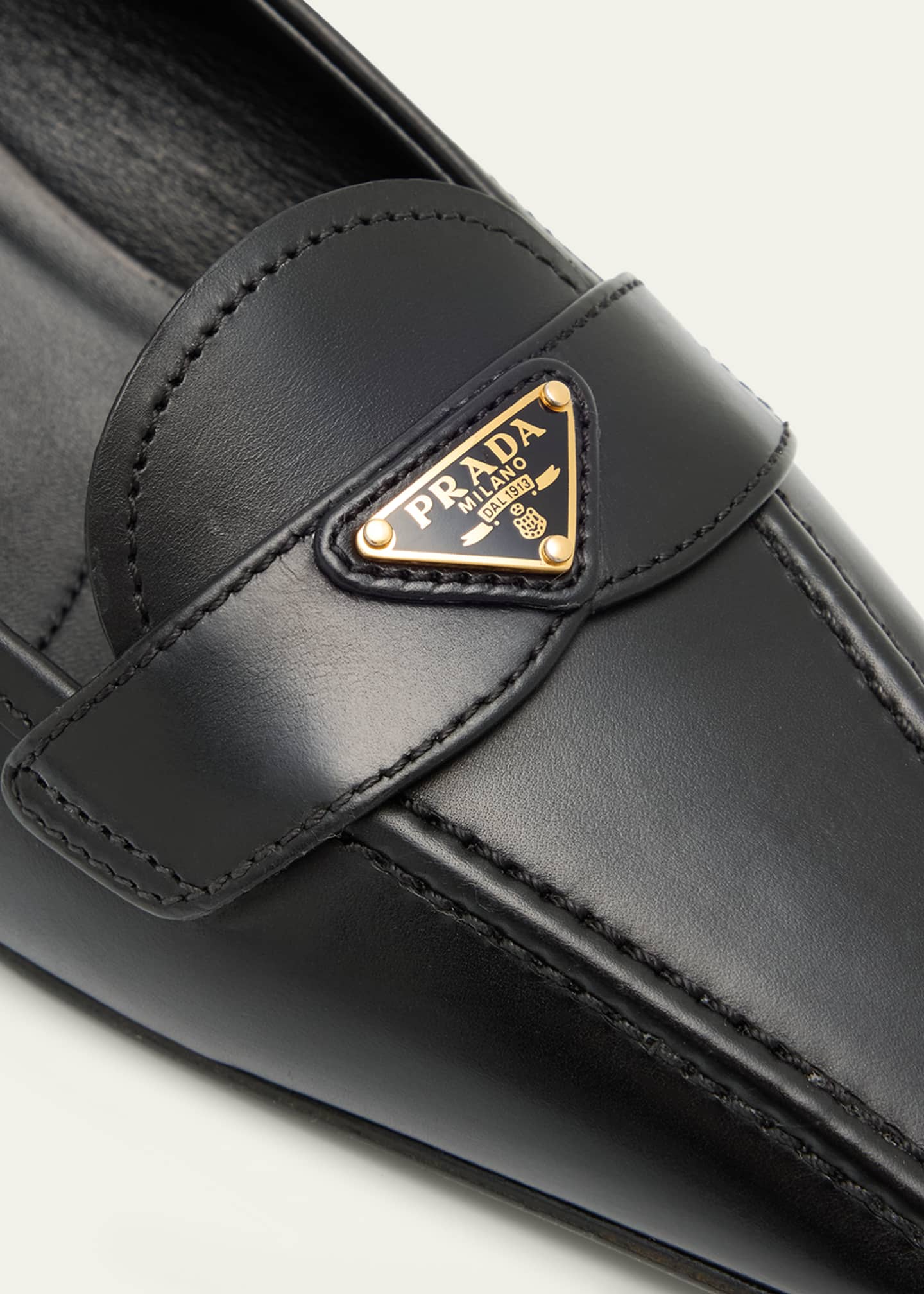 Prada Leather Triangle Logo Pointed-Toe Pumps Image 5 of 6
