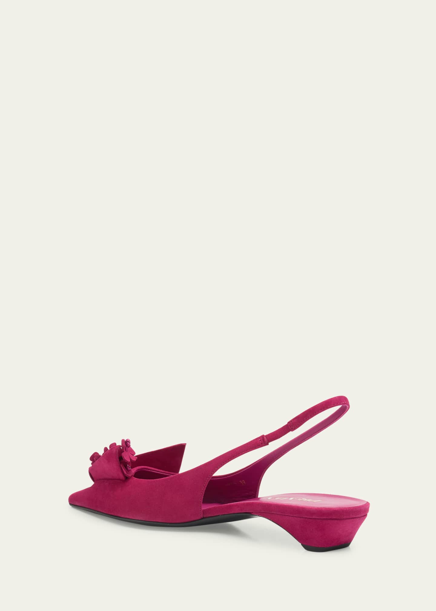 Prada Suede Flower Slingback Pumps Image 4 of 6