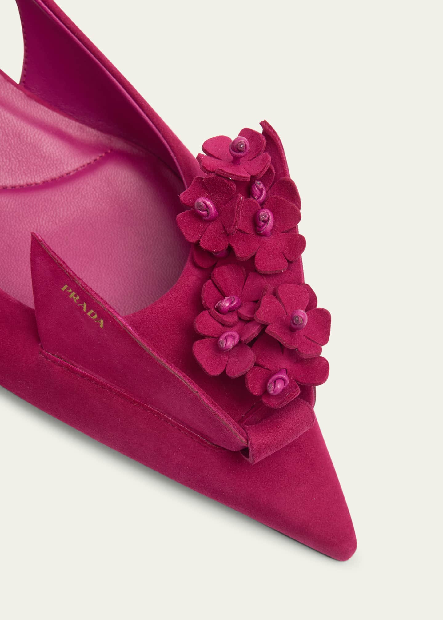 Prada Suede Flower Slingback Pumps - Bergdorf Goodman
