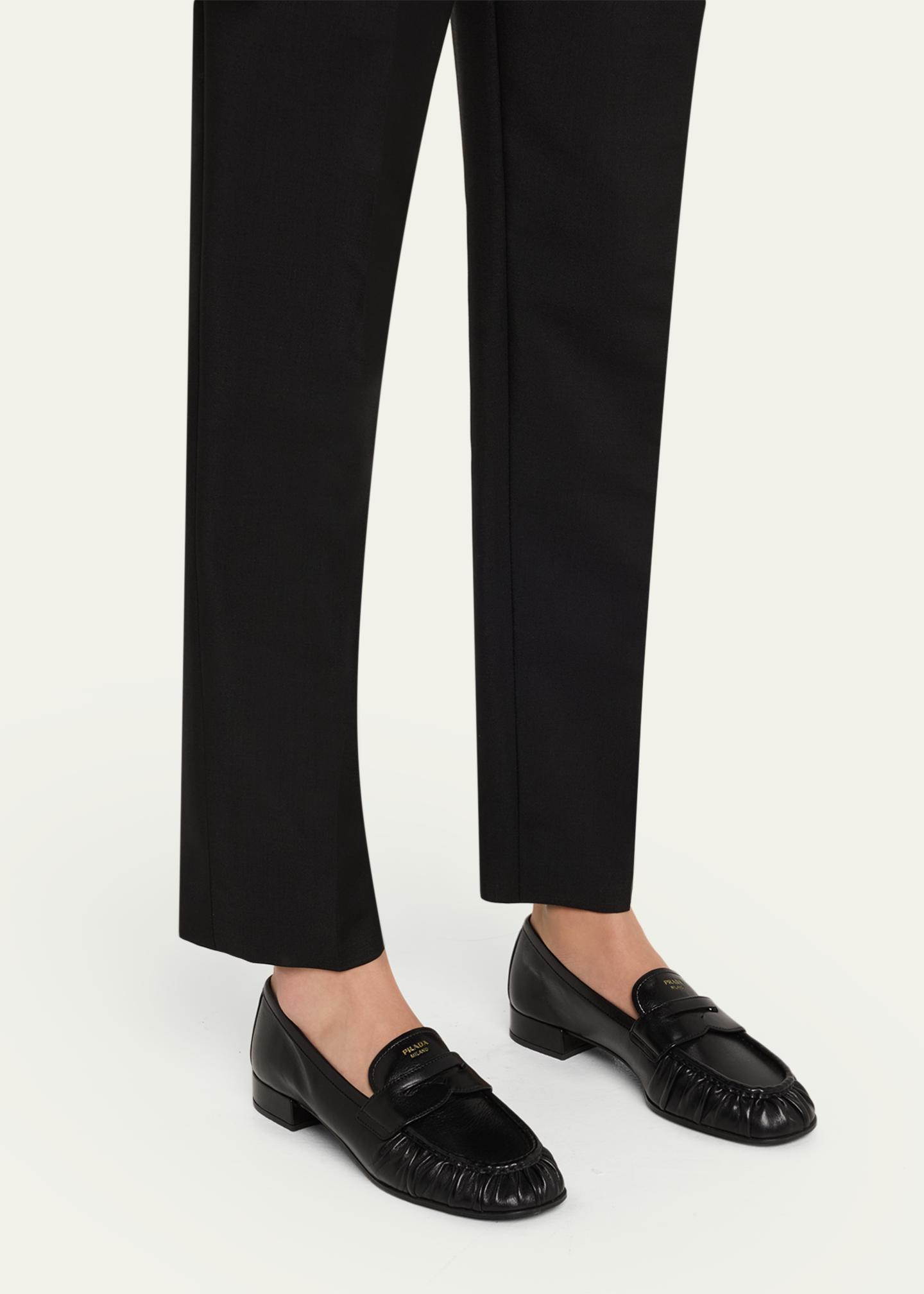 Prada Ruched Leather Loafers - Bergdorf Goodman