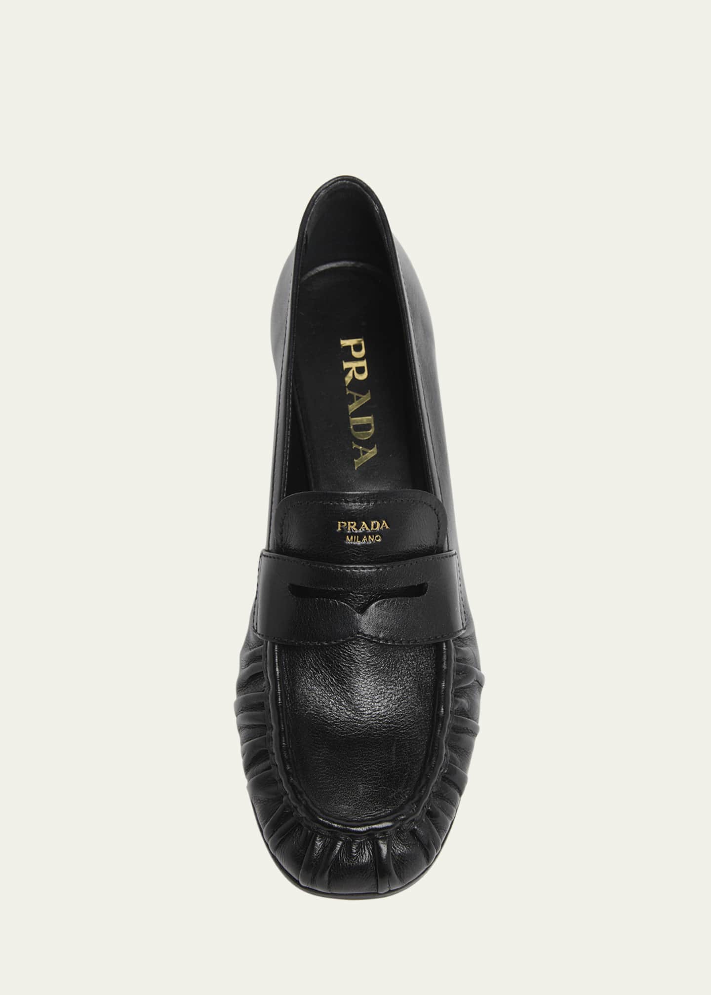 Prada Ruched Leather Loafers - Bergdorf Goodman
