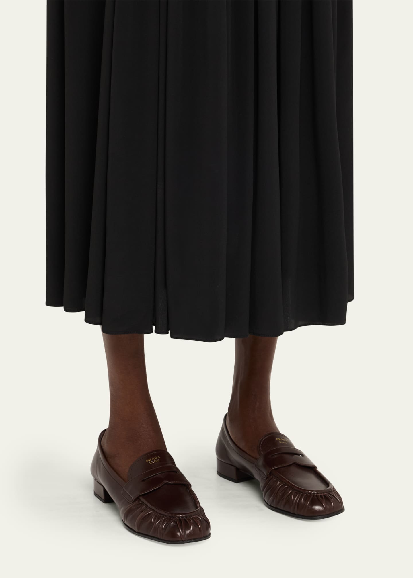 Prada Ruched Leather Loafers Image 2 of 6