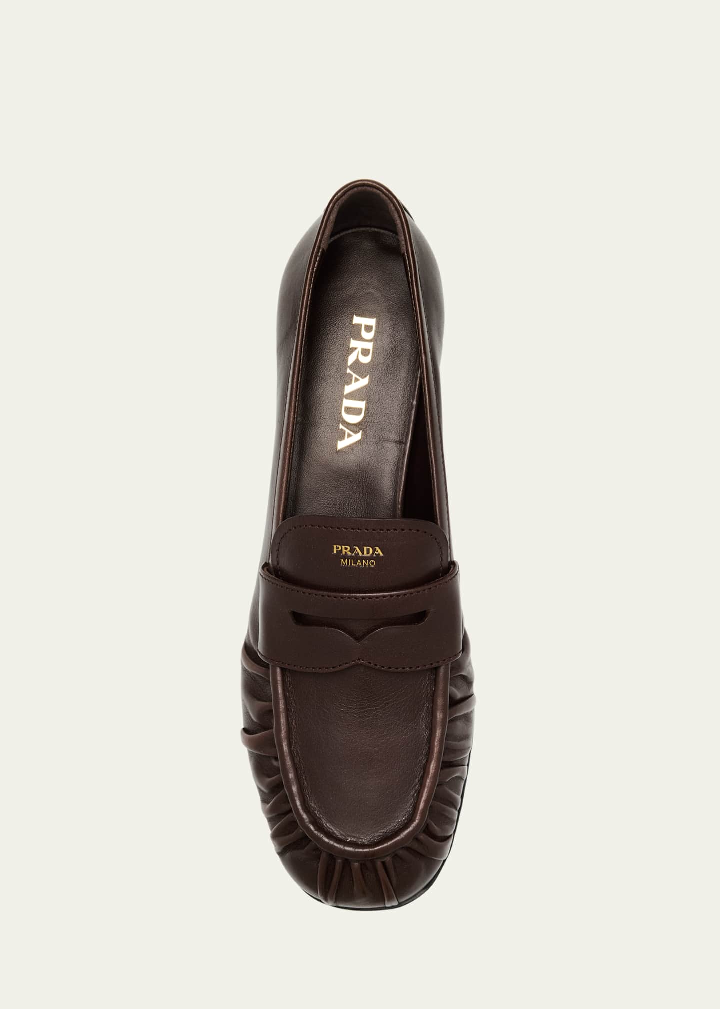 Prada Ruched Leather Loafers Image 6 of 6