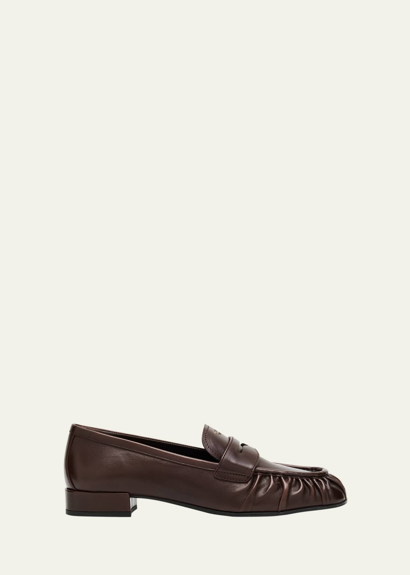 Prada Ruched Leather Loafers Image 1 of 6