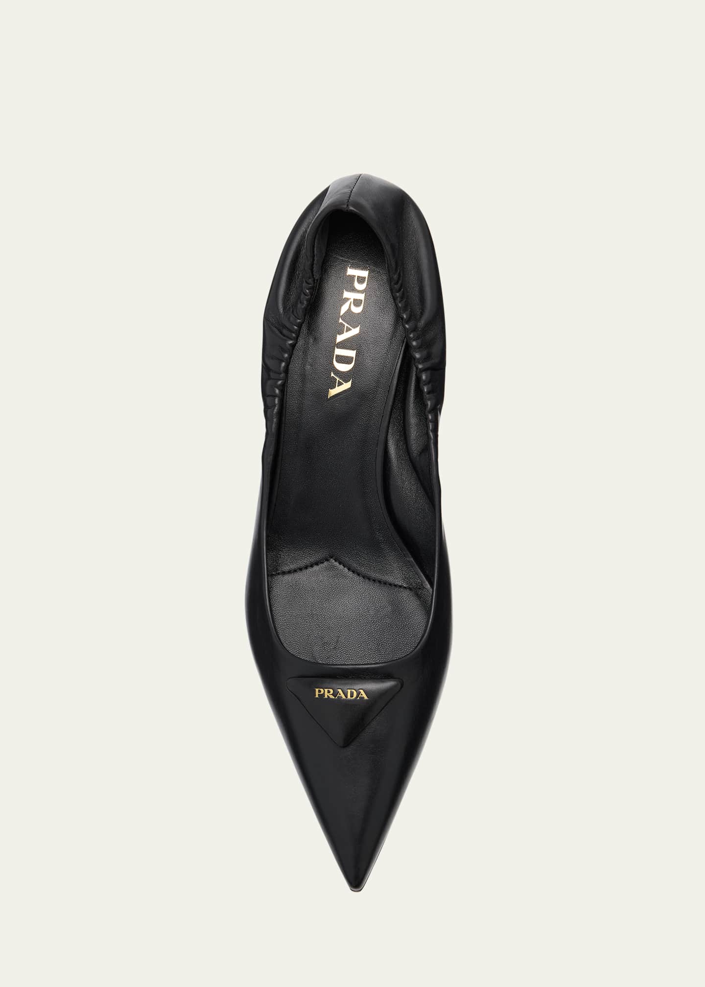 Prada Triangle Logo Leather Pumps - Bergdorf Goodman