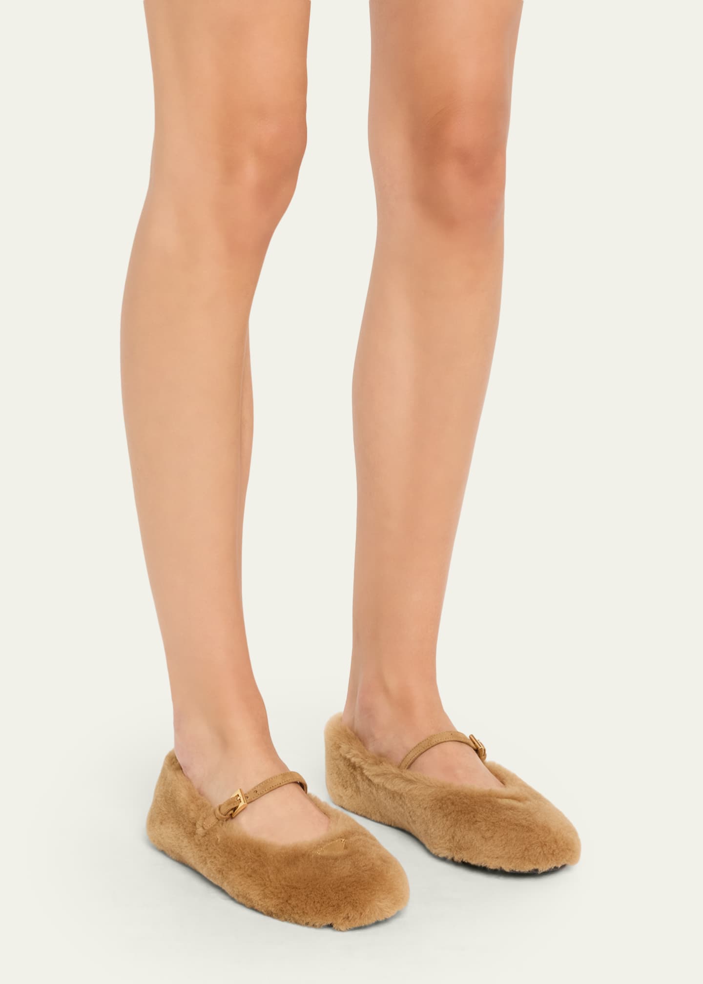 Shearling Mary Jane Ballerina Flats