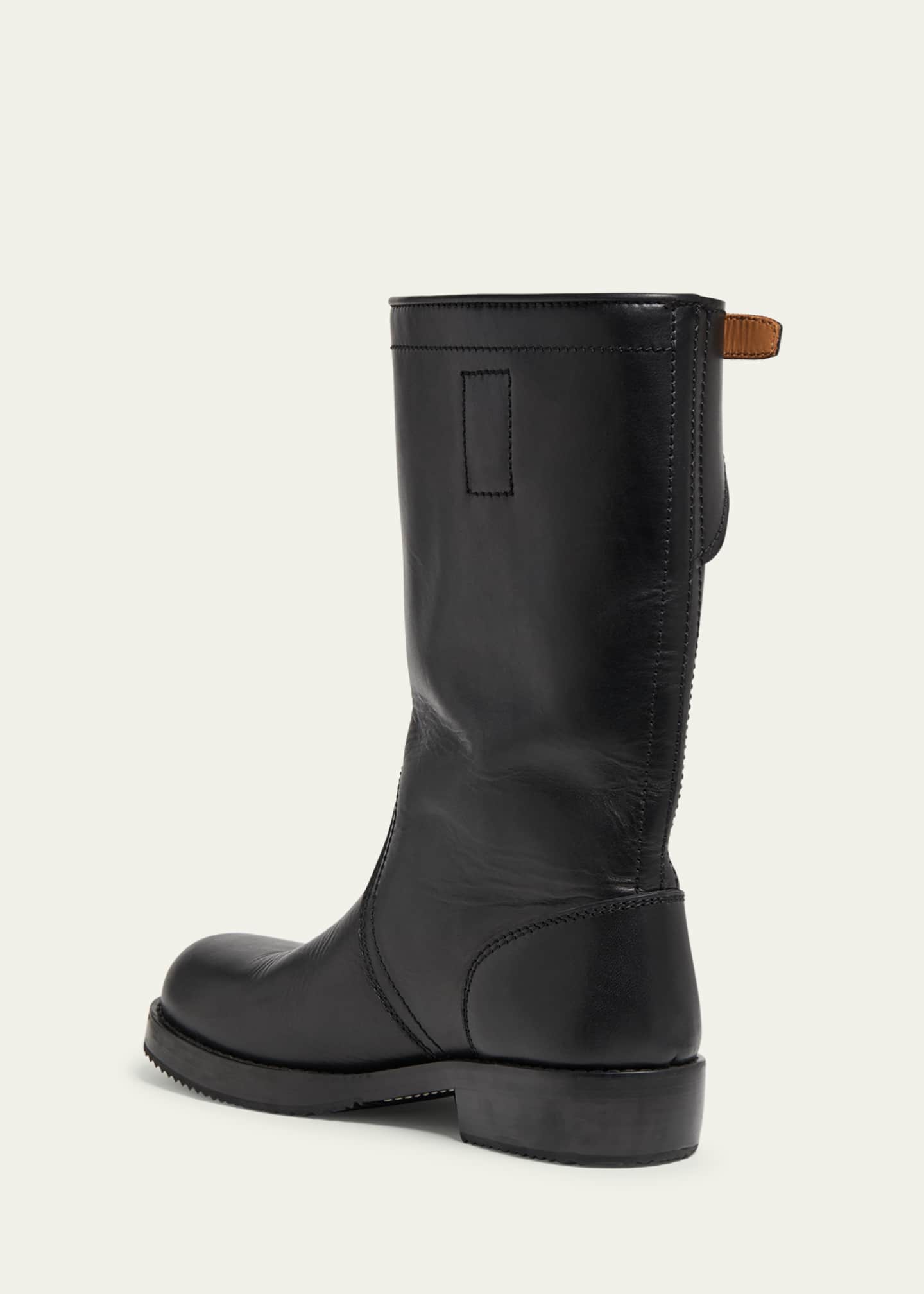 Dries Van Noten Men's Leather Side-Buckle Moto Boots Image 2 of 4