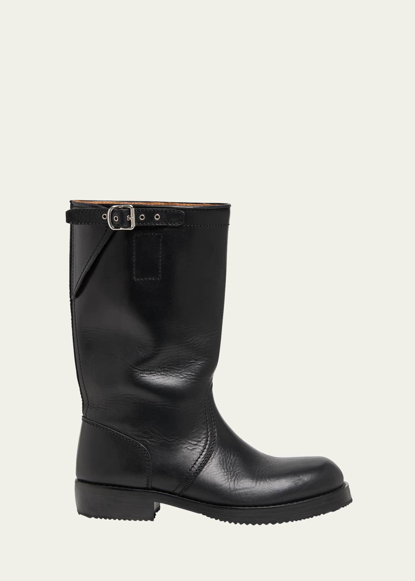 Dries Van Noten Men's Leather Side-Buckle Moto Boots Image 1 of 4