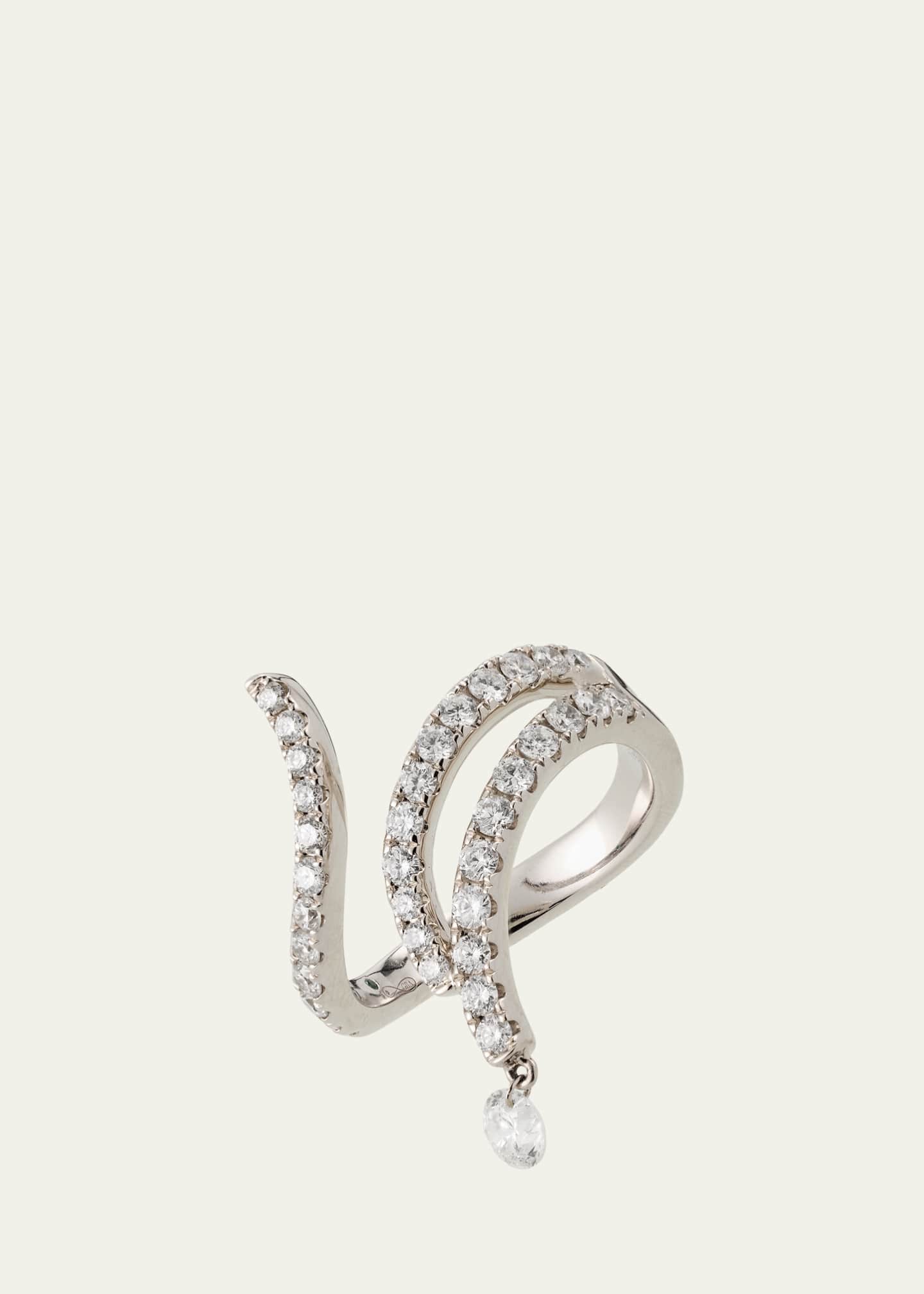 Graziela Gems 18K White Gold Floating Diamond Curve Ring Image 3 of 4