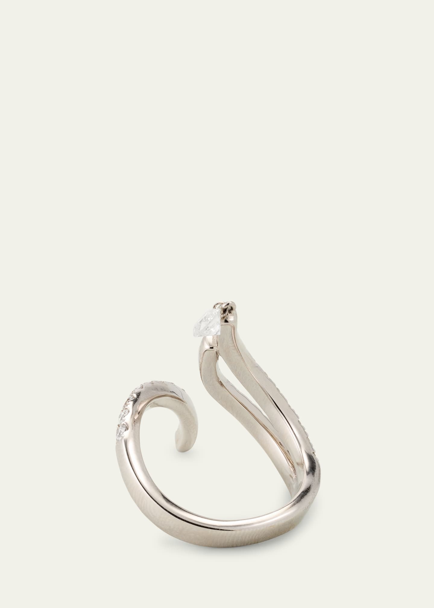 Graziela Gems 18K White Gold Floating Diamond Curve Ring Image 4 of 4