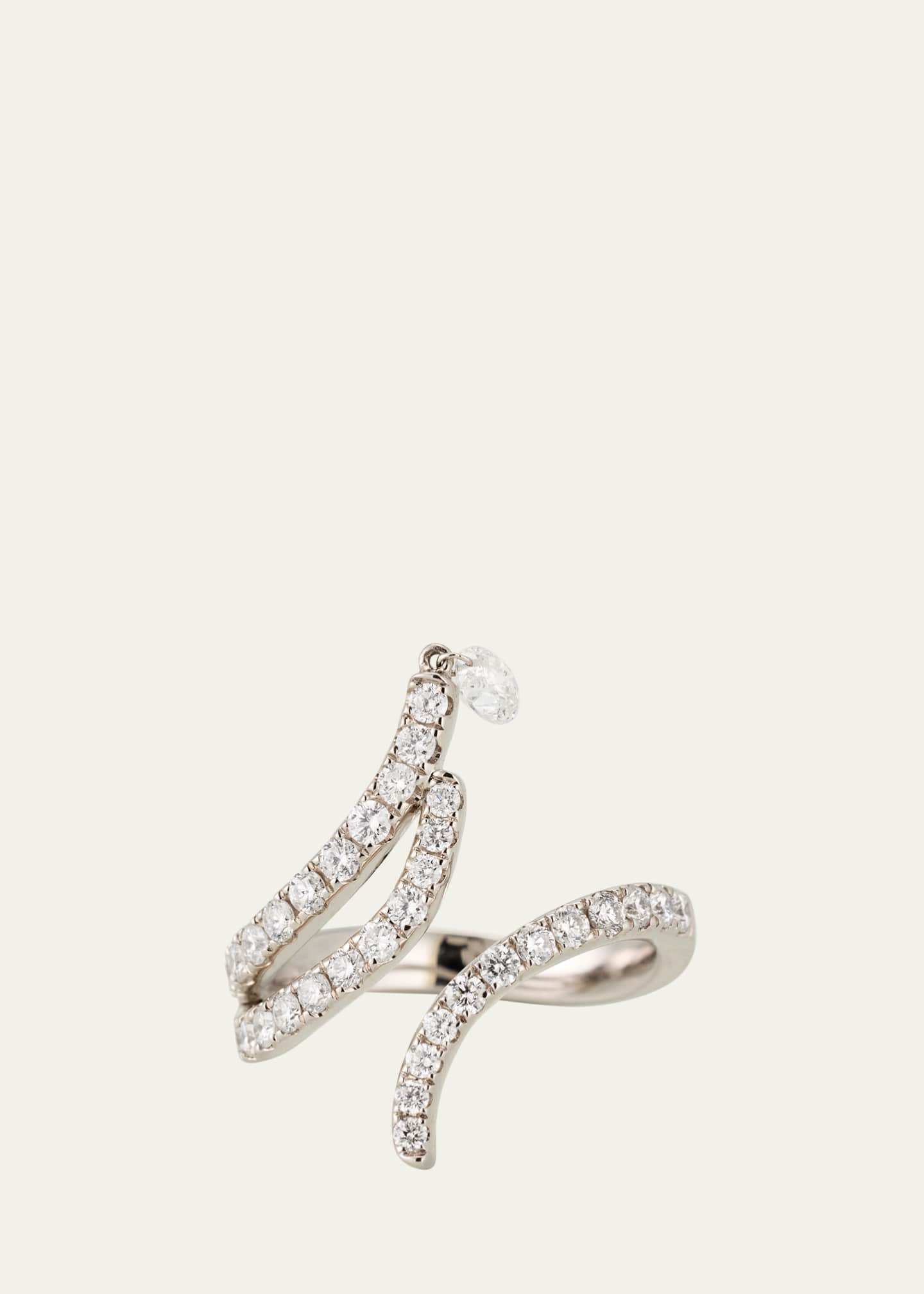 Graziela Gems 18K White Gold Floating Diamond Curve Ring Image 1 of 4