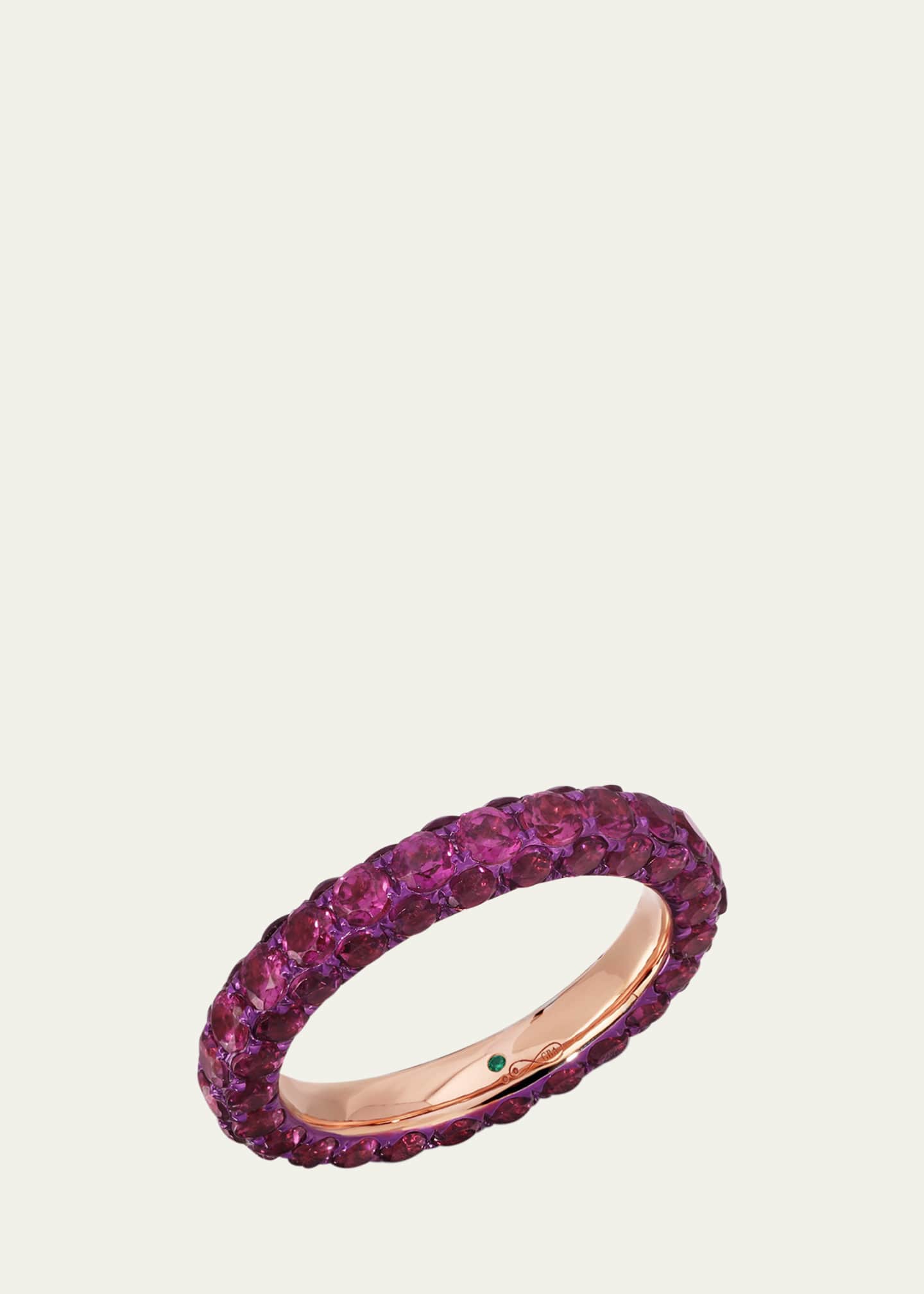 Graziela Gems 18K Rose Gold Rhodolite and Magenta Rhodium 3 Sided Ring Image 2 of 2