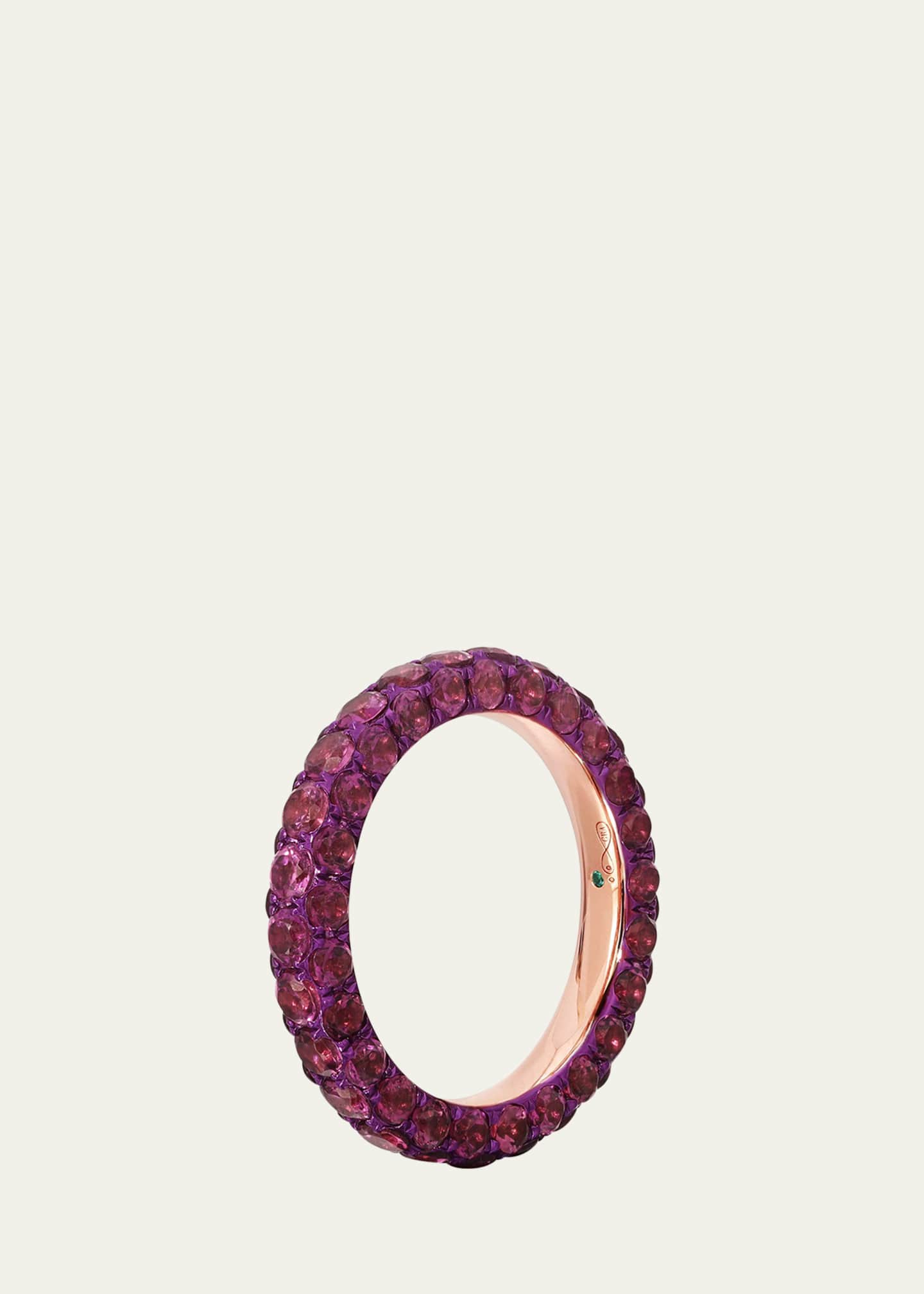 Graziela Gems 18K Rose Gold Rhodolite and Magenta Rhodium 3 Sided Ring Image 1 of 2