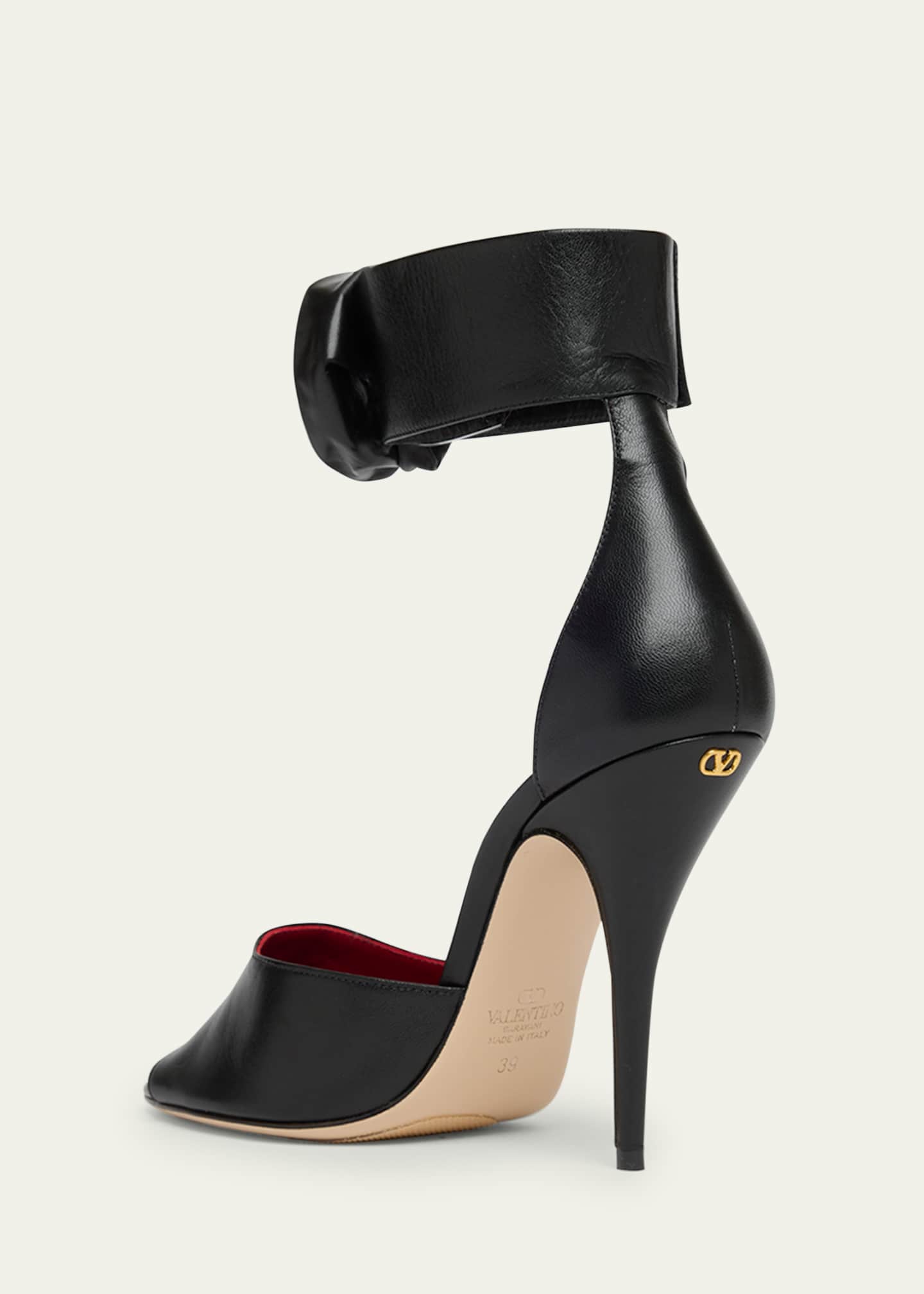 Valentino Garavani Embellished Rose Leather Sandals - Bergdorf Goodman