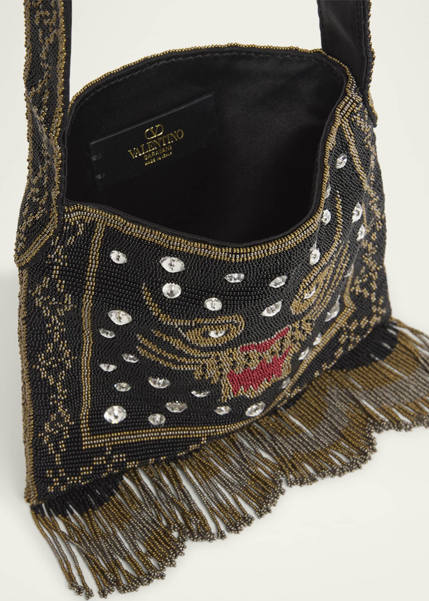 Valentino Garavani Nellcote Small Beaded Fringed Shoulder Bag