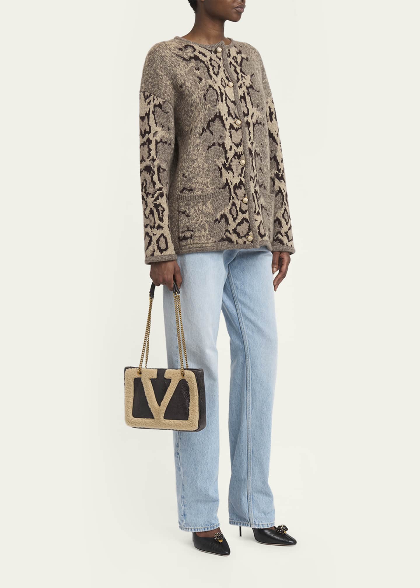 Valentino Garavani Viva Superstar Small Shearling VLogo Tote Bag