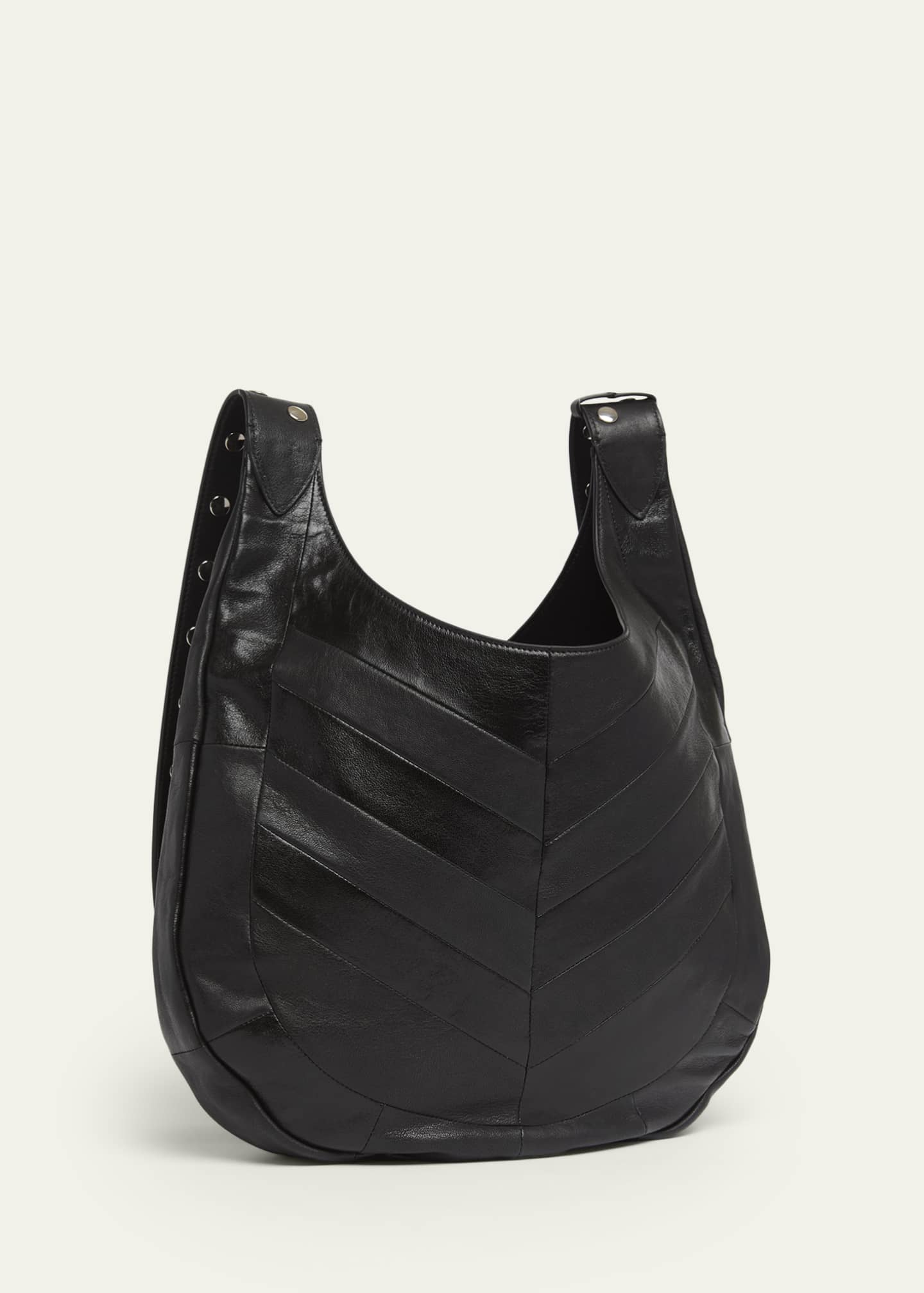Hoboho Studded Patchwork Leather Hobo Bag