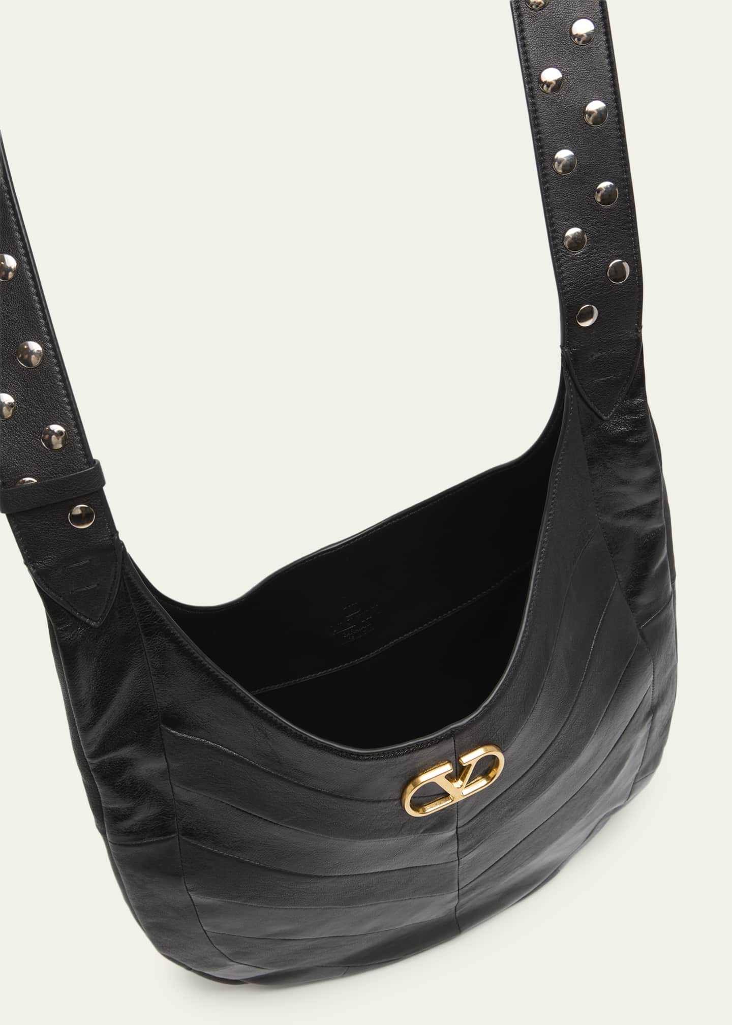 Hoboho Studded Patchwork Leather Hobo Bag