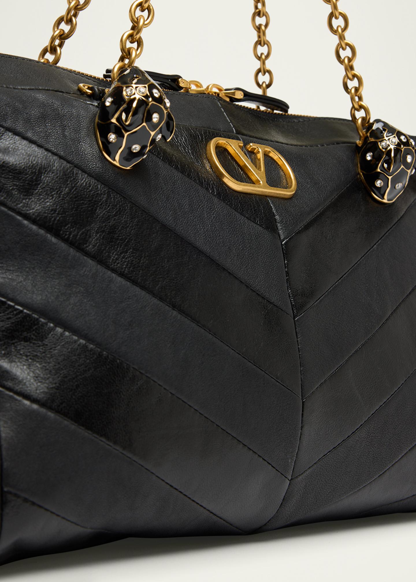Valentino Garavani Panthea Medium Patchwork Chevron Shoulder Bag