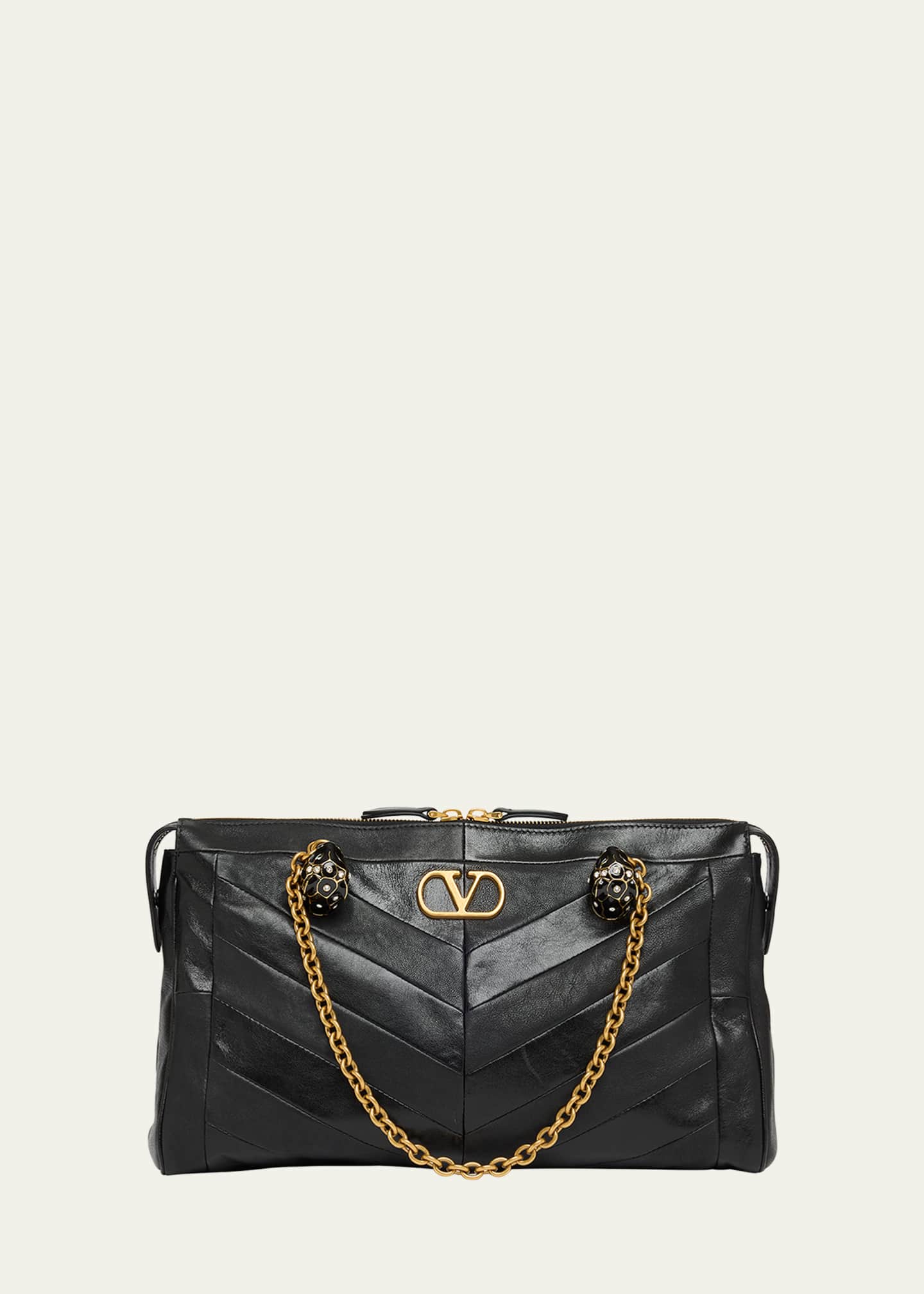 Valentino Garavani Panthea Medium Patchwork Chevron Shoulder Bag