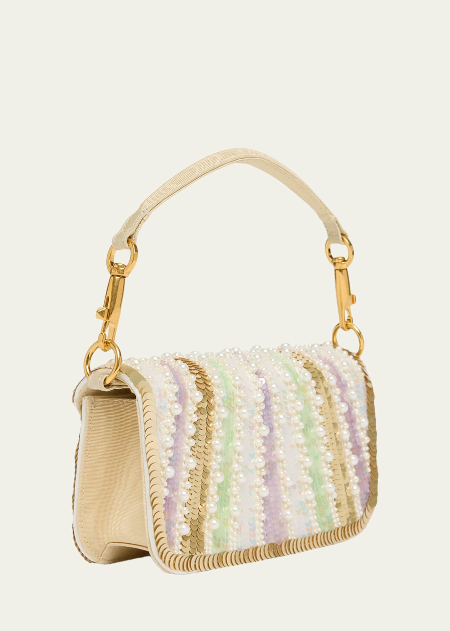 Valentino Garavani Loco Sequin-Embroidered Moire Top-Handle Bag