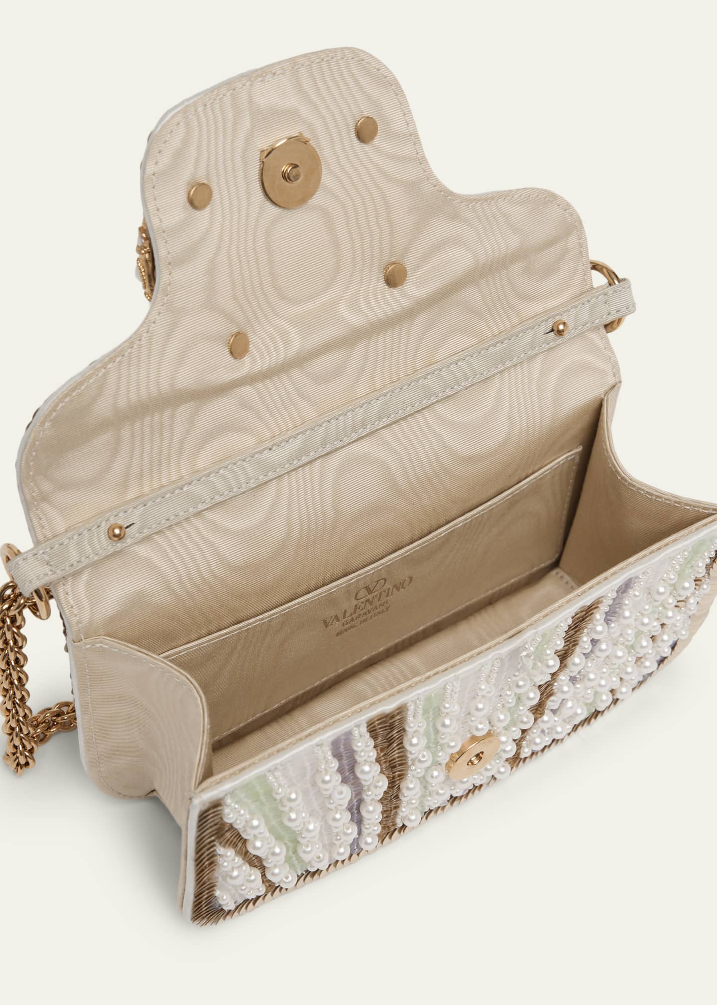 Waldorf Iridium 美品 元箱に梱包 時限セール！ Valentino Garavani Loco Sequin-Embroidered Moire Top-Handle Bag