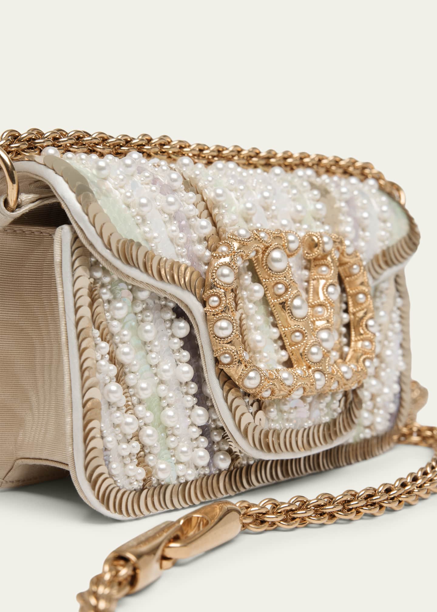 Valentino Garavani Loco Sequin-Embroidered Moire Top-Handle Bag