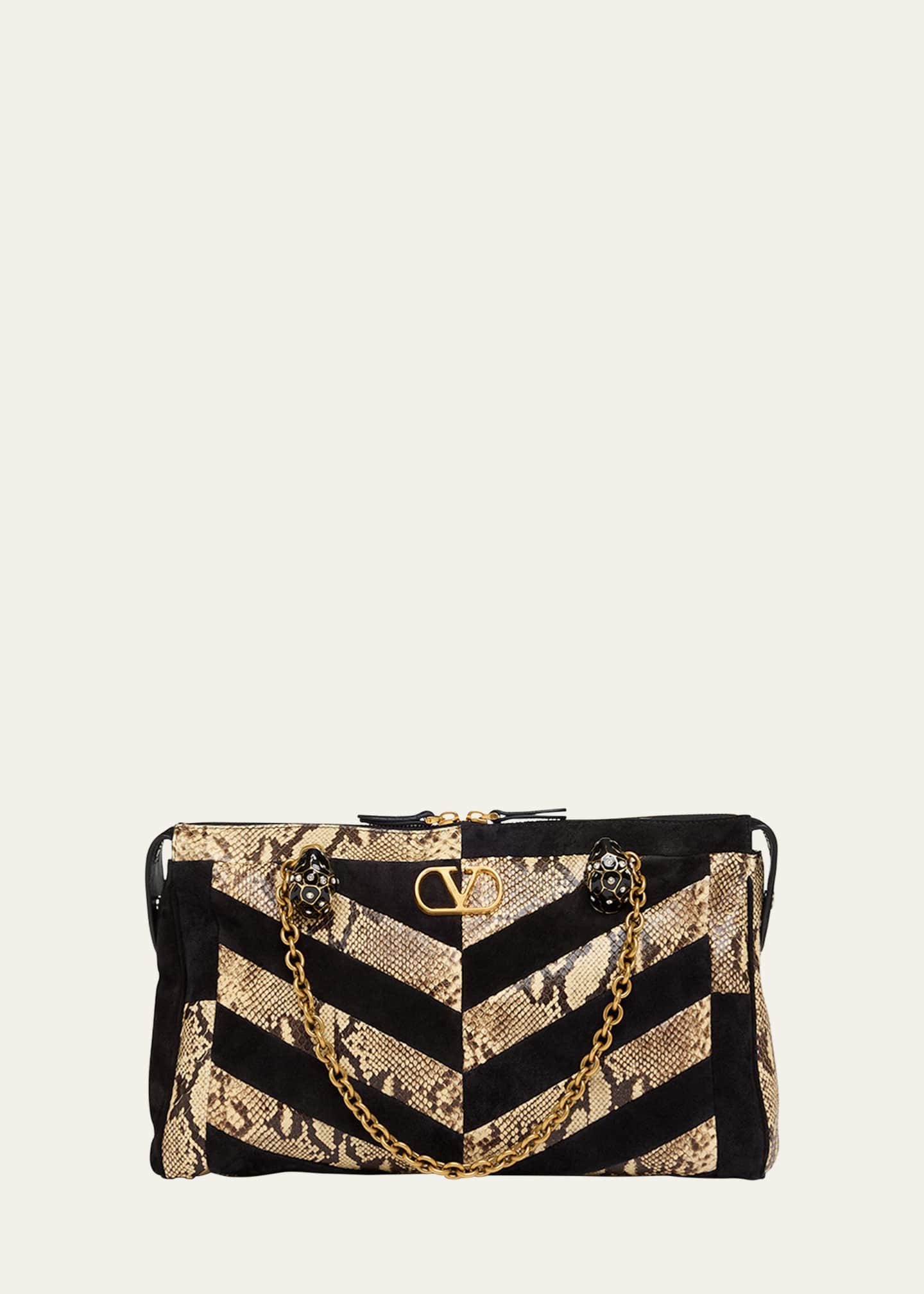 Valentino Garavani Panthea Medium Patchwork Chevron Shoulder Bag
