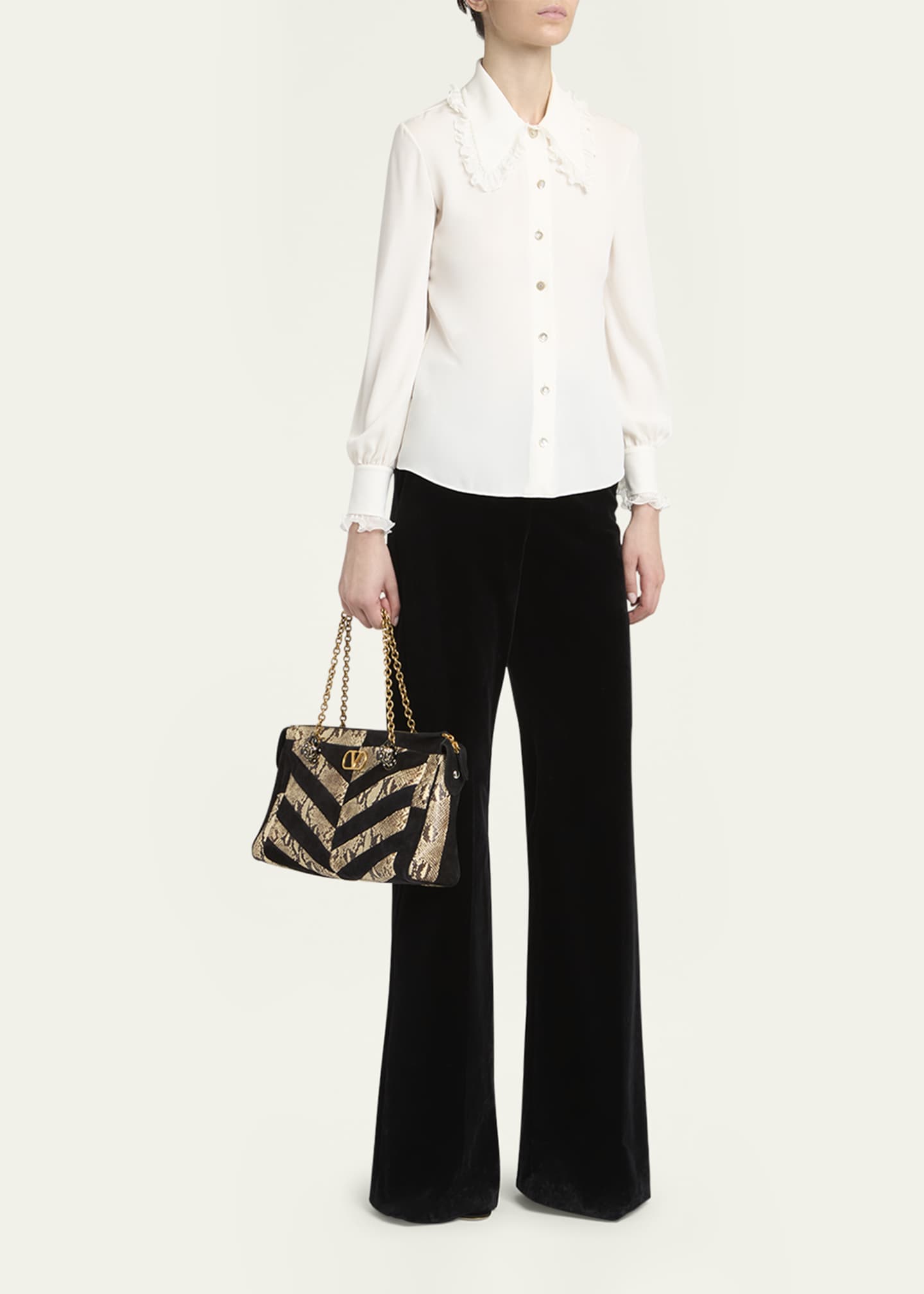Valentino Garavani Panthea Medium Patchwork Chevron Shoulder Bag