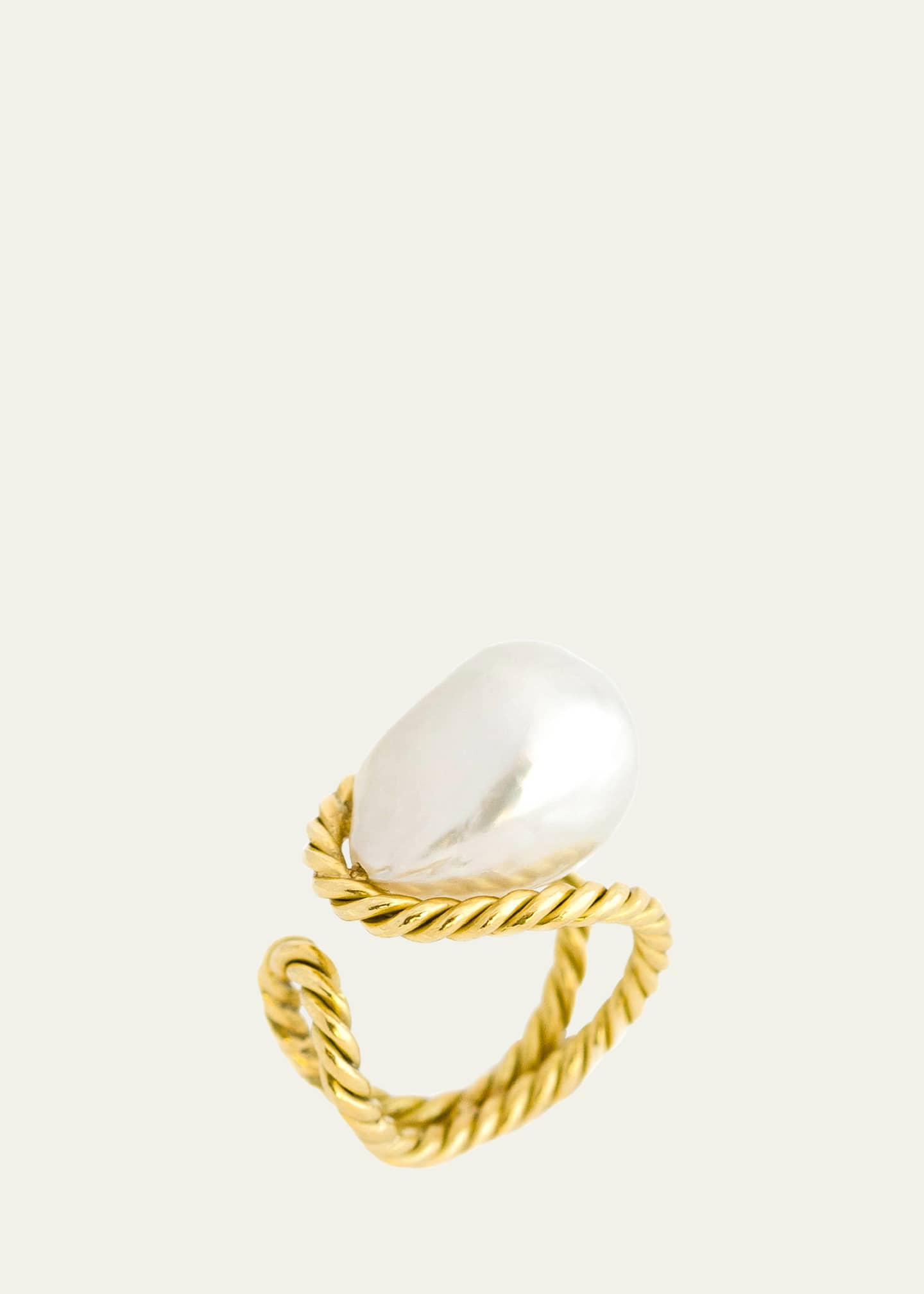 Haute Victoire 18K Open Shank Twisted Pearl Ring Image 1 of 2