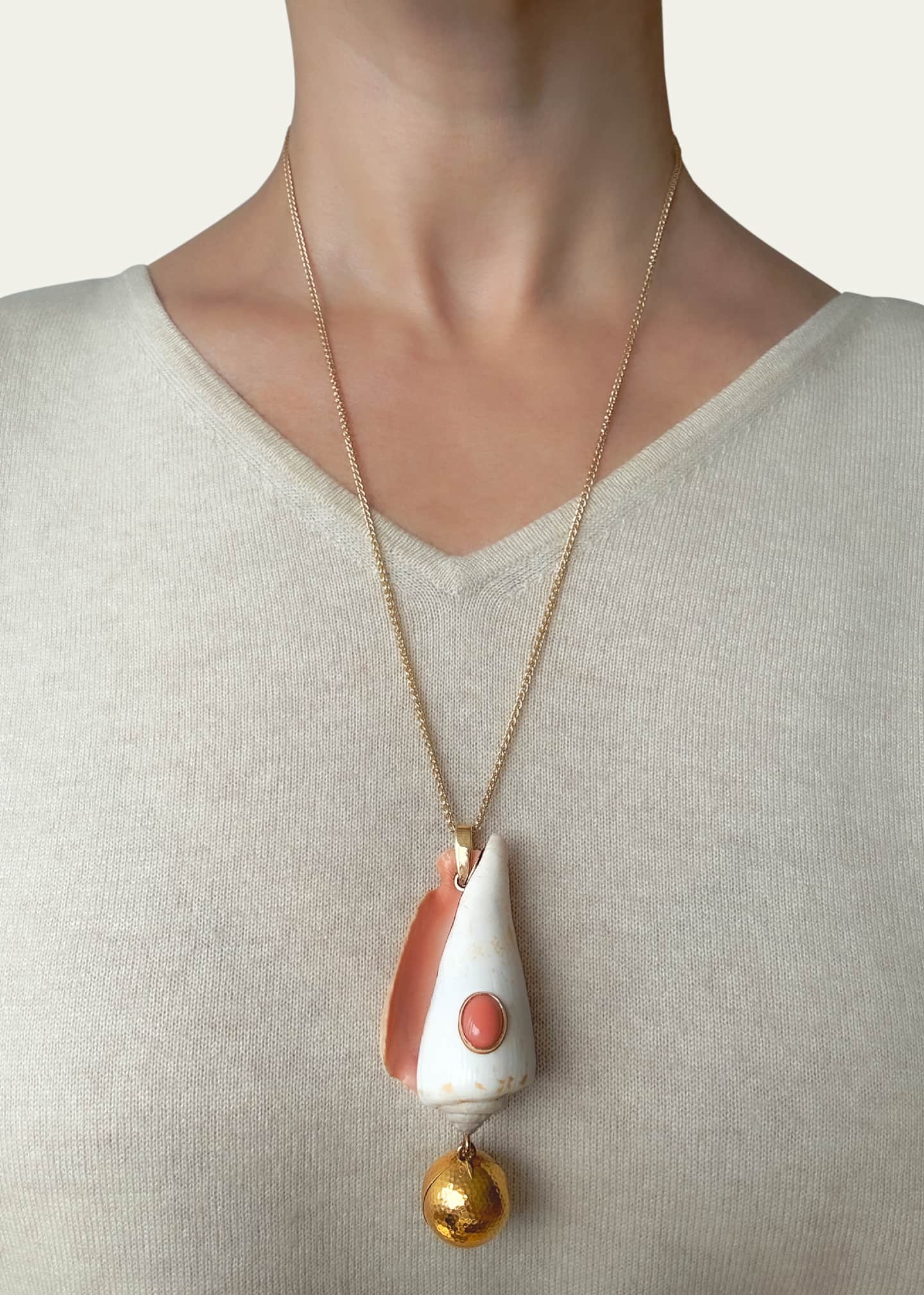 Haute Victoire 14K Shell and Coral Keepsake Necklace Image 2 of 2