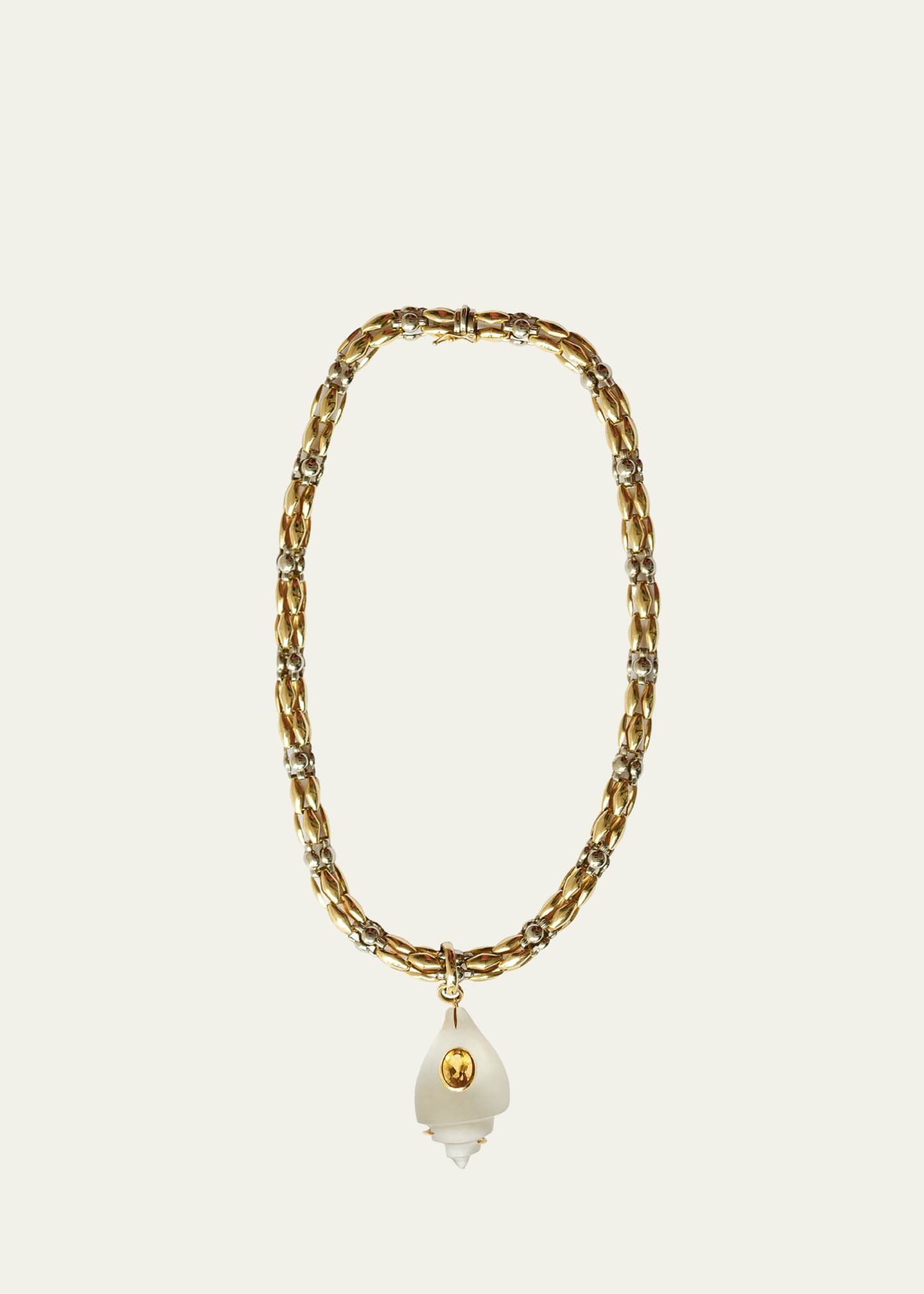 Haute Victoire 18K Rock Crystal Shell and Citrine Braided Necklace Image 1 of 2