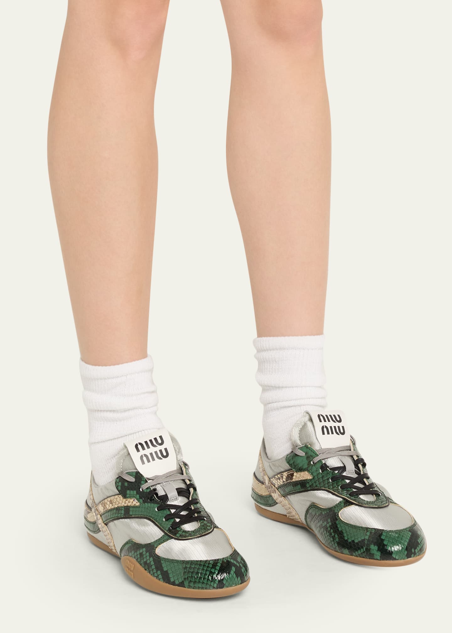 Gymnasium Technical Fabric and Python Low-Top Sneakers