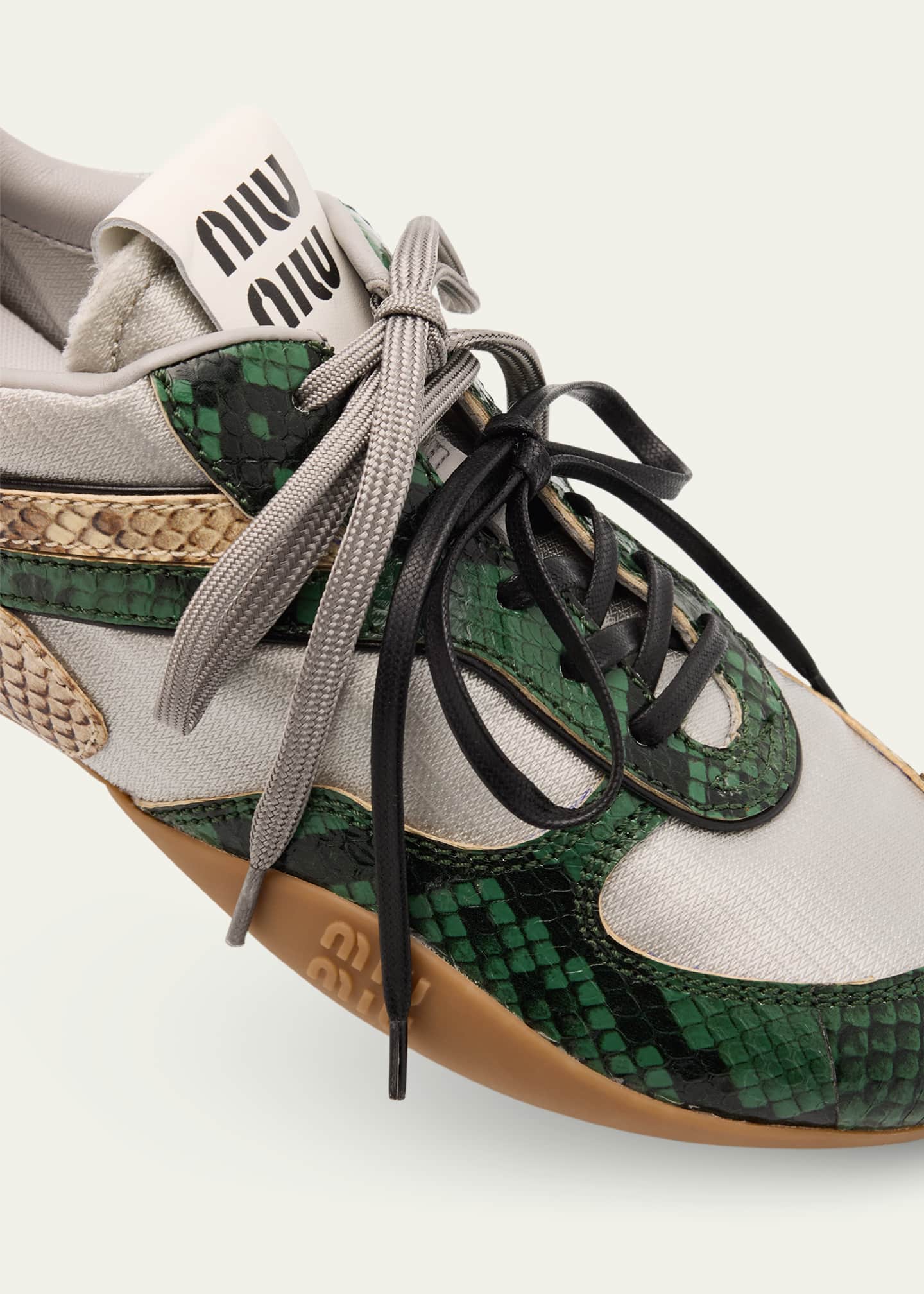 Gymnasium Technical Fabric and Python Low-Top Sneakers