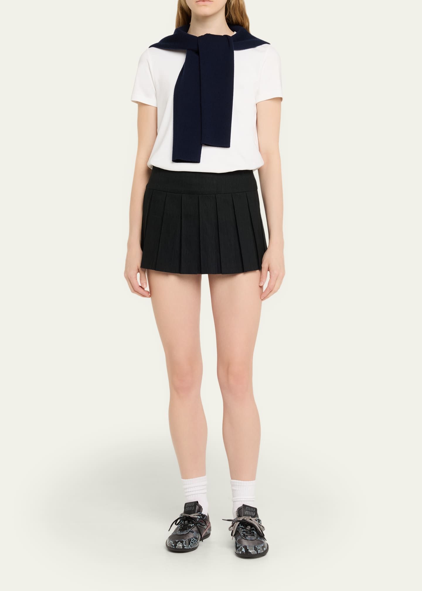 Miu Miu Gymnasium Technical Fabric and Python Low-Top Sneakers