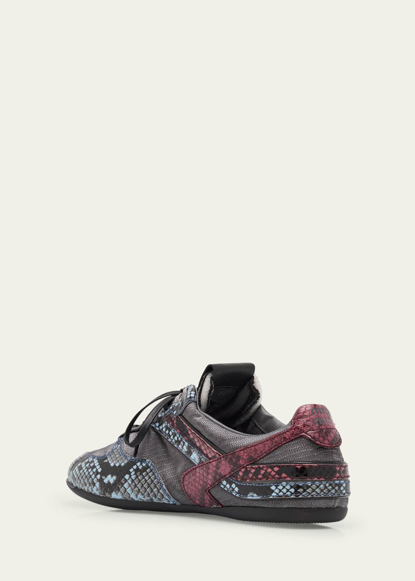 ✴︎mim✴︎ Miu Miu Gymnasium Technical Fabric and Python Low-Top Sneakers