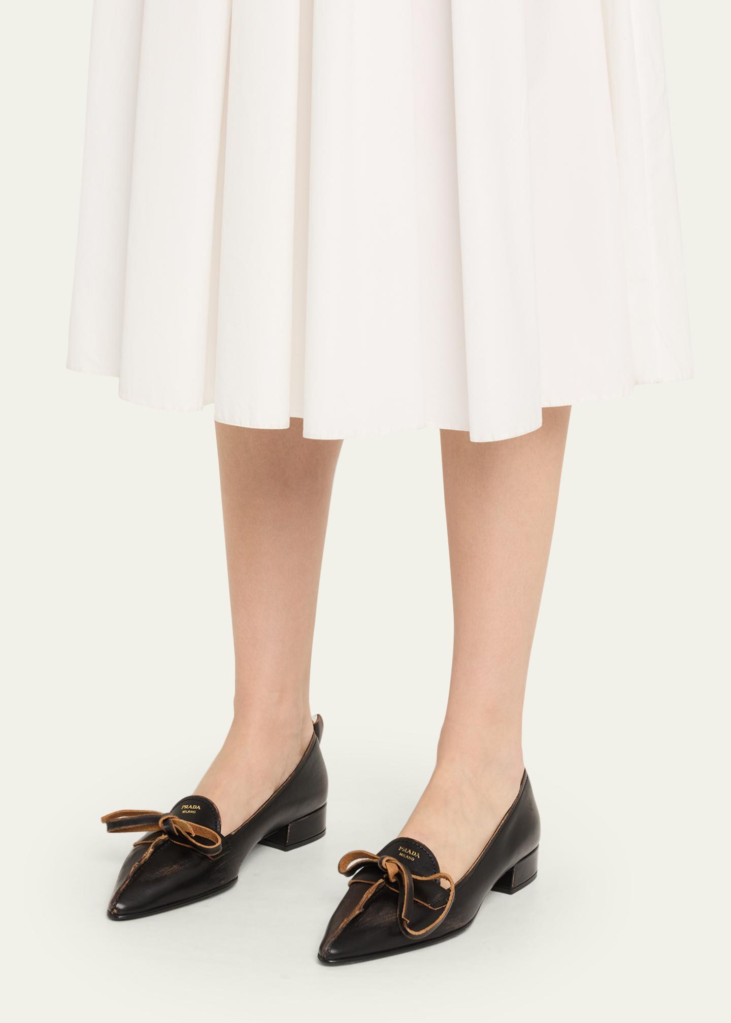 Prada Leather Block-Heel Loafers - Bergdorf Goodman
