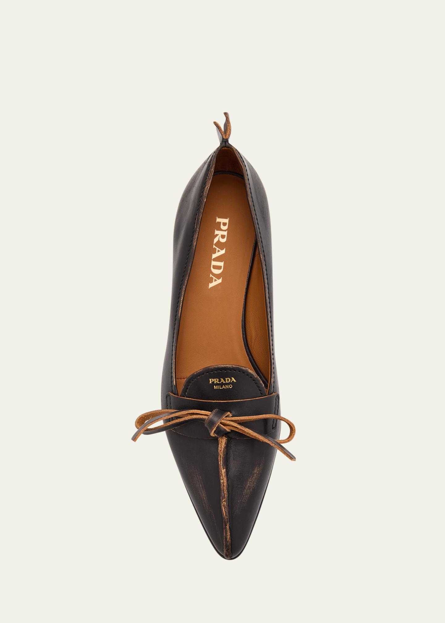 Prada Leather Block-Heel Loafers - Bergdorf Goodman