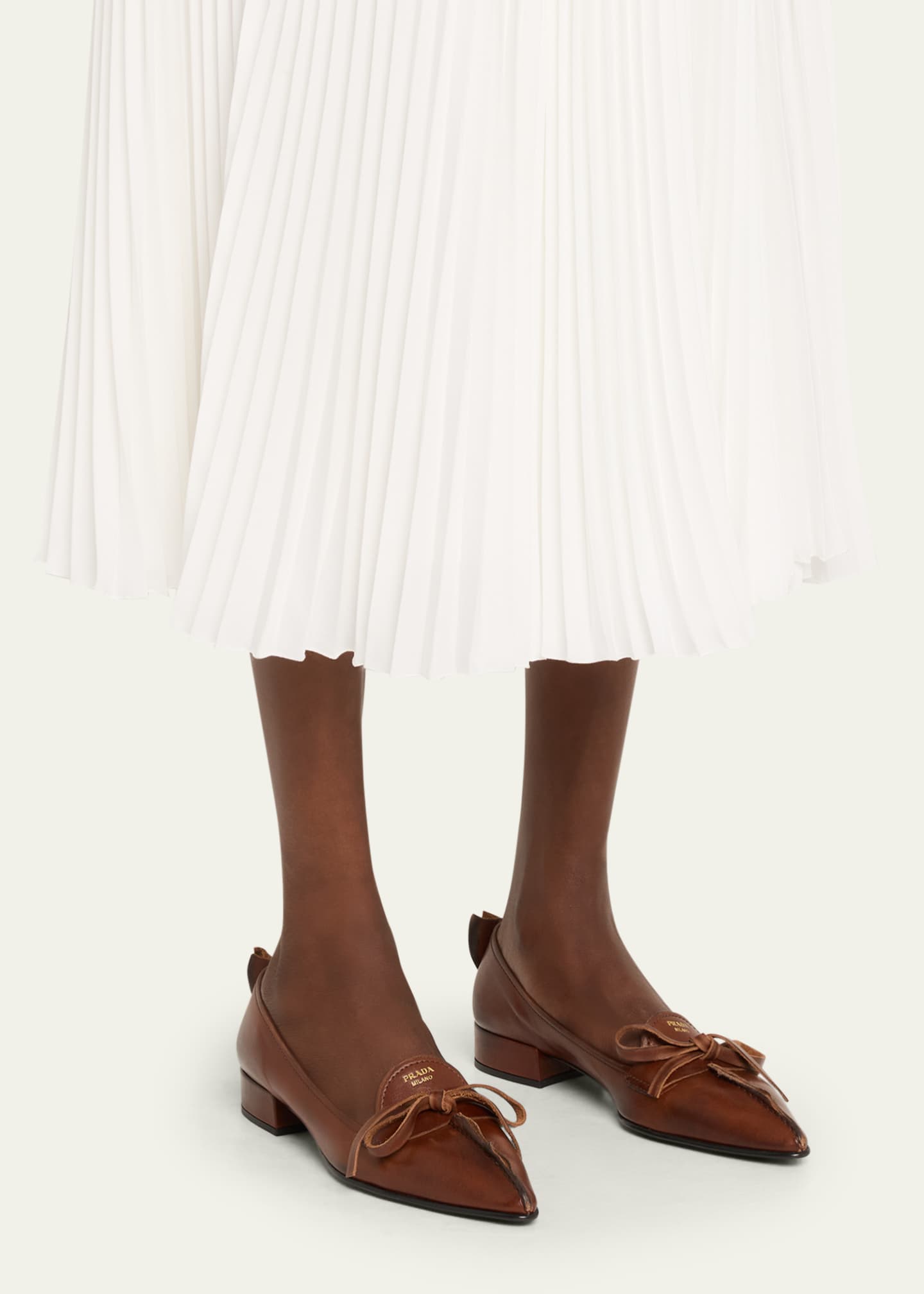 Prada Leather Block-Heel Loafers - Bergdorf Goodman