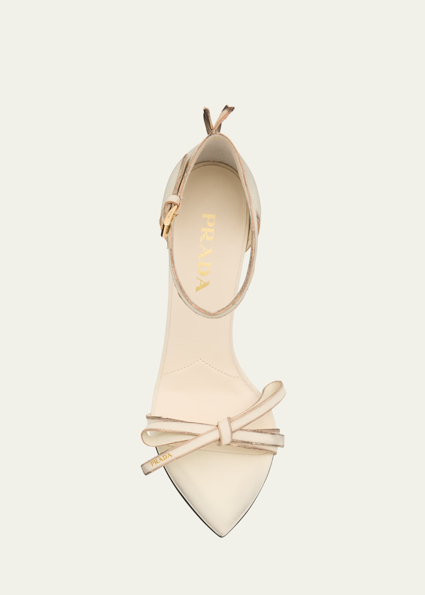 PRADA ギャザーパンプス Prada 85mm Distressed Leather Bow Sandals - Bergdorf Goodman