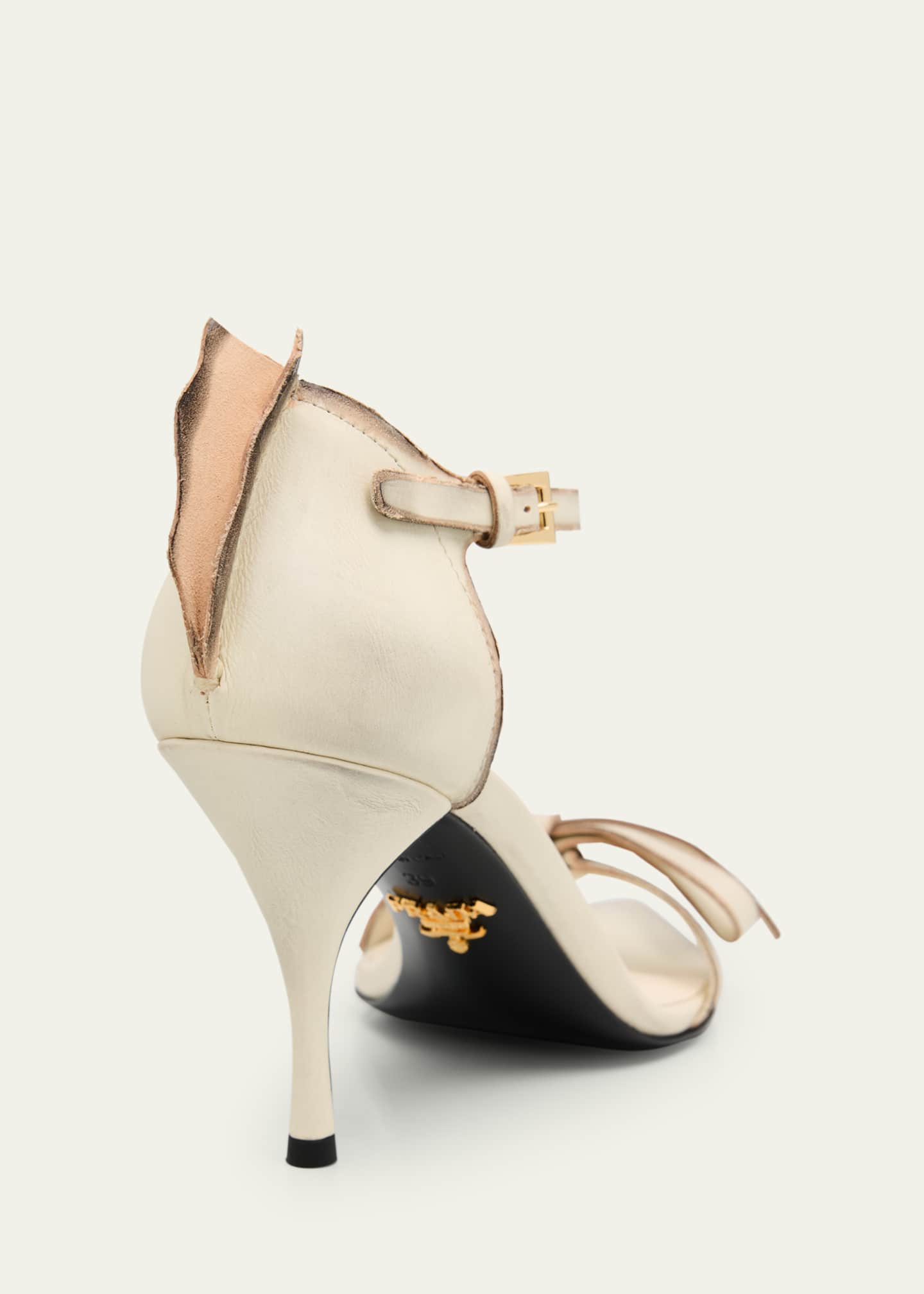 Prada 85mm Distressed Leather Bow Sandals - Bergdorf Goodman