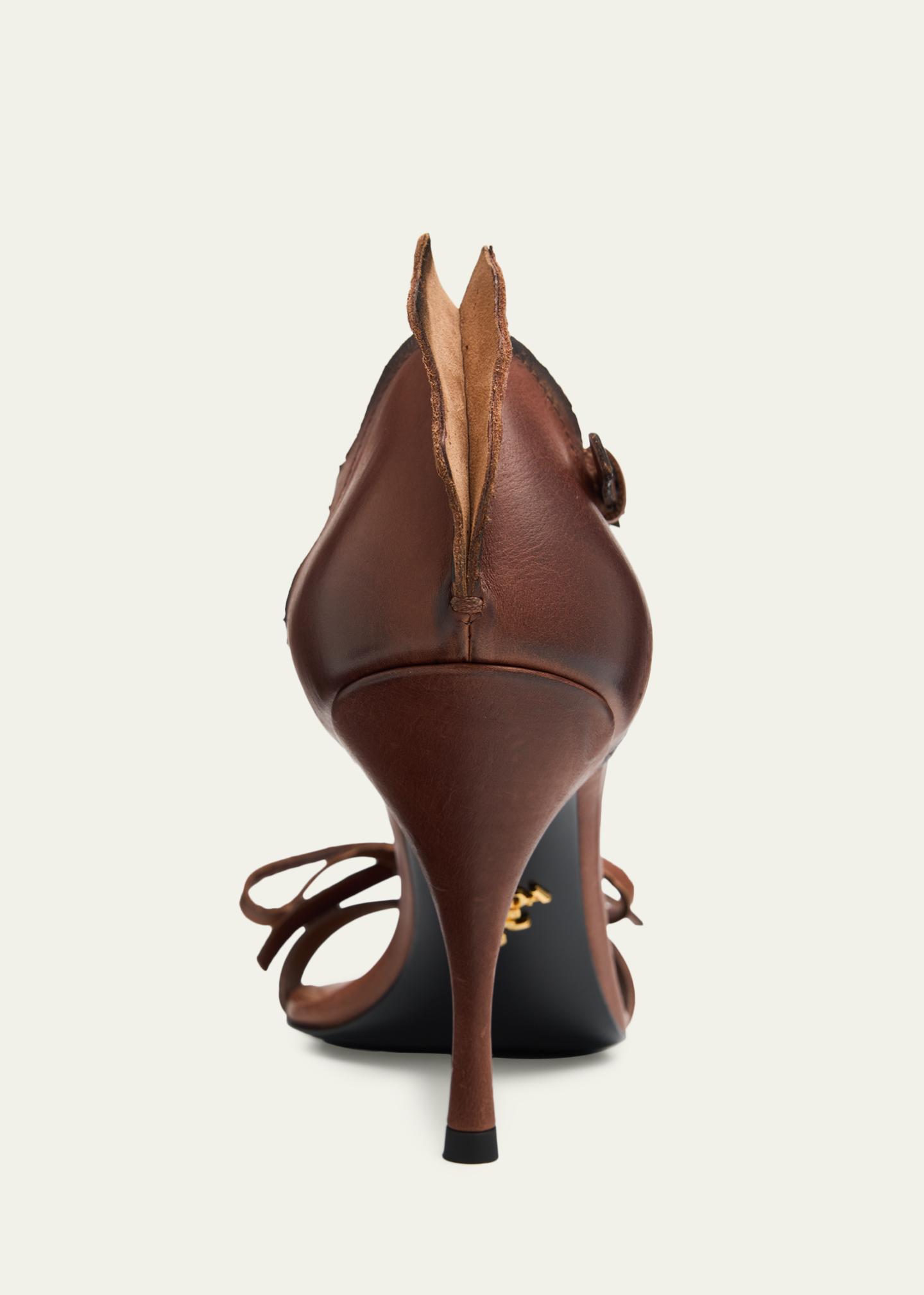 Prada 85mm Distressed Leather Bow Sandals - Bergdorf Goodman