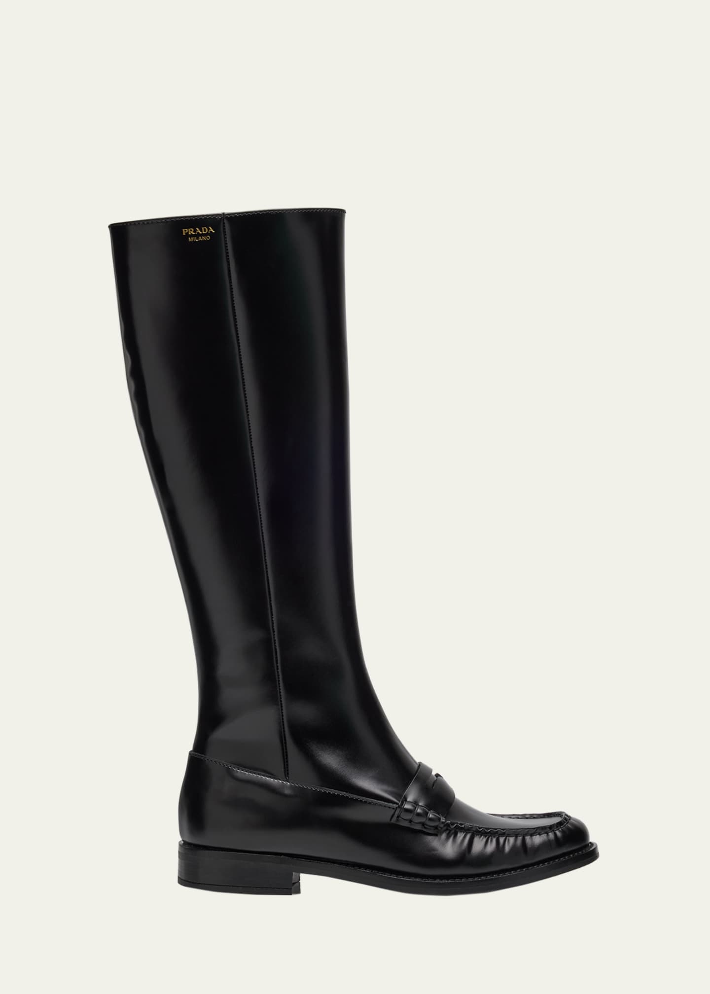 Prada Spazzolato Leather Knee-High Boots Image 1 of 6