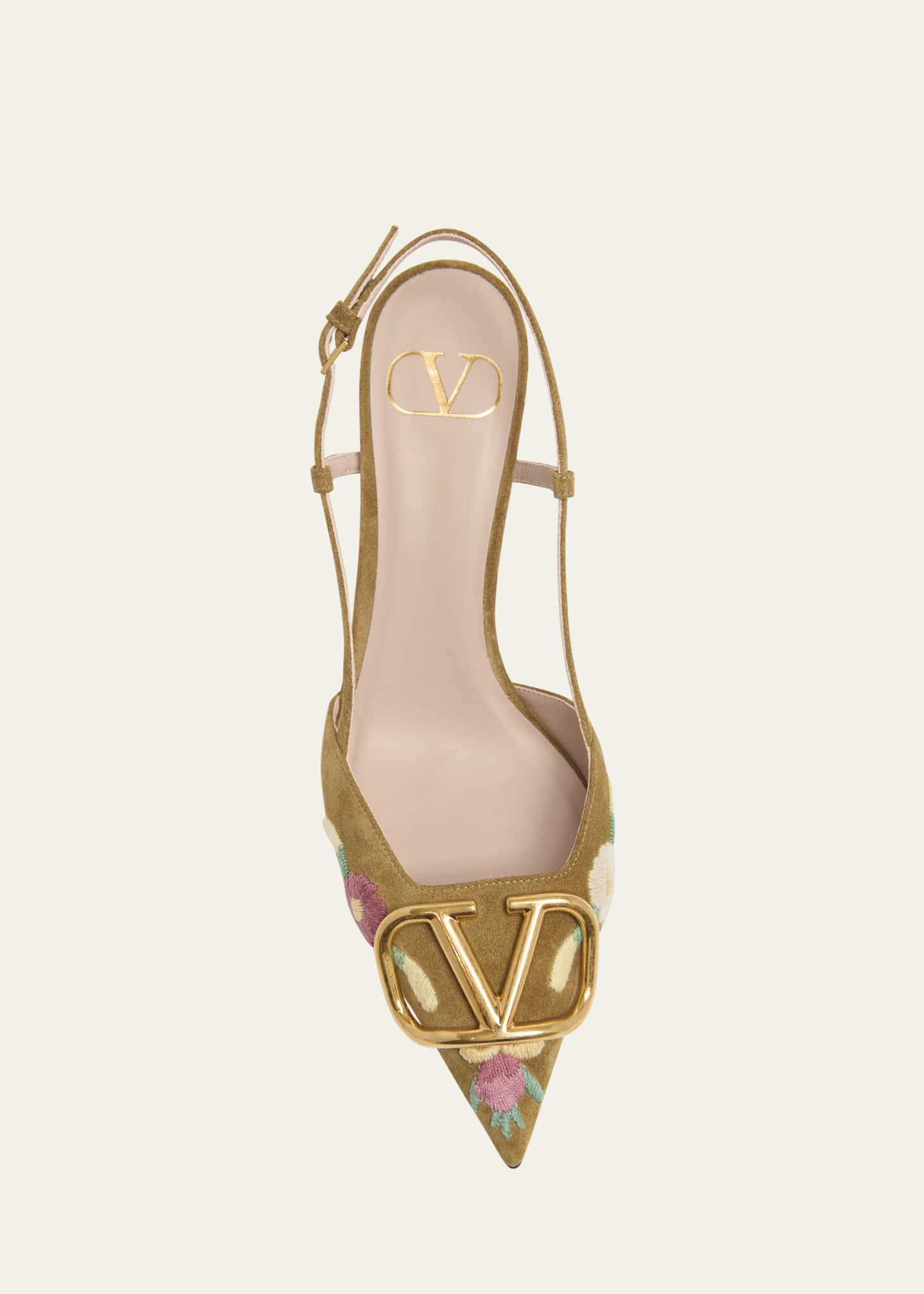 Valentino Garavani VLogo Signature Flower-Embroidered Suede