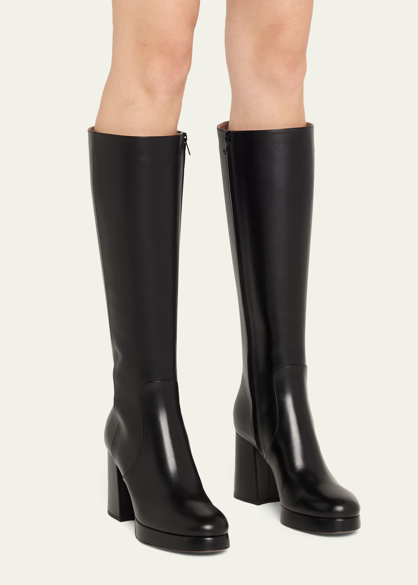 Valentino Garavani 90mm Fawcette Platform Leather Knee-High Boots