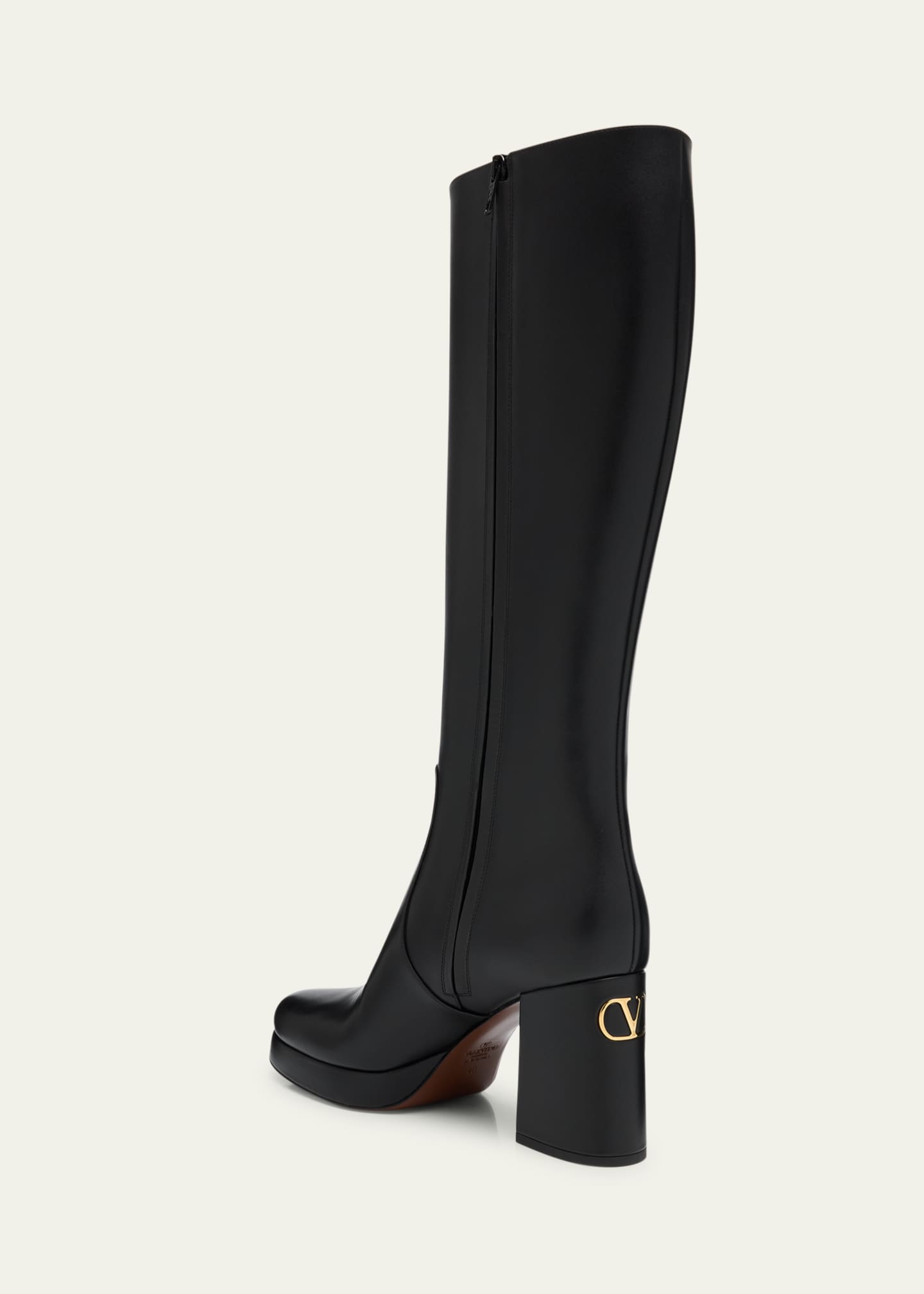 Valentino Garavani 90mm Fawcette Platform Leather Knee-High Boots