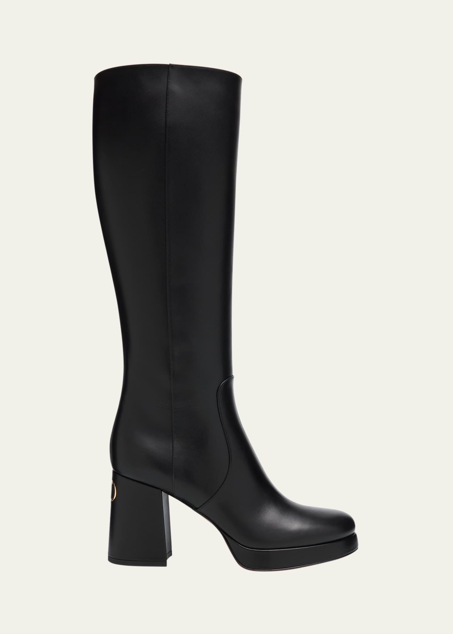 Valentino Garavani 90mm Fawcette Platform Leather Knee-High Boots