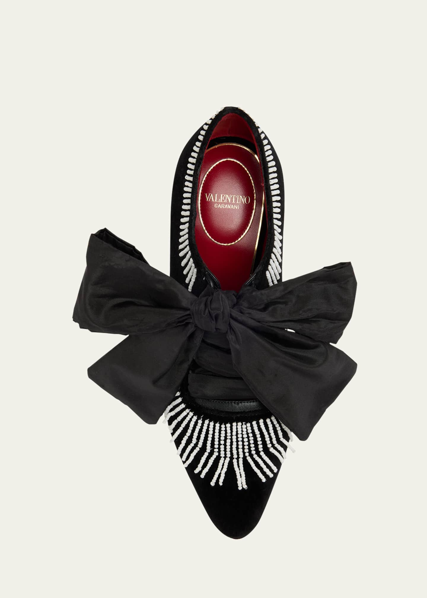 Valentino Garavani Rockoco Beaded Lace-Up Velvet Pumps - Bergdorf