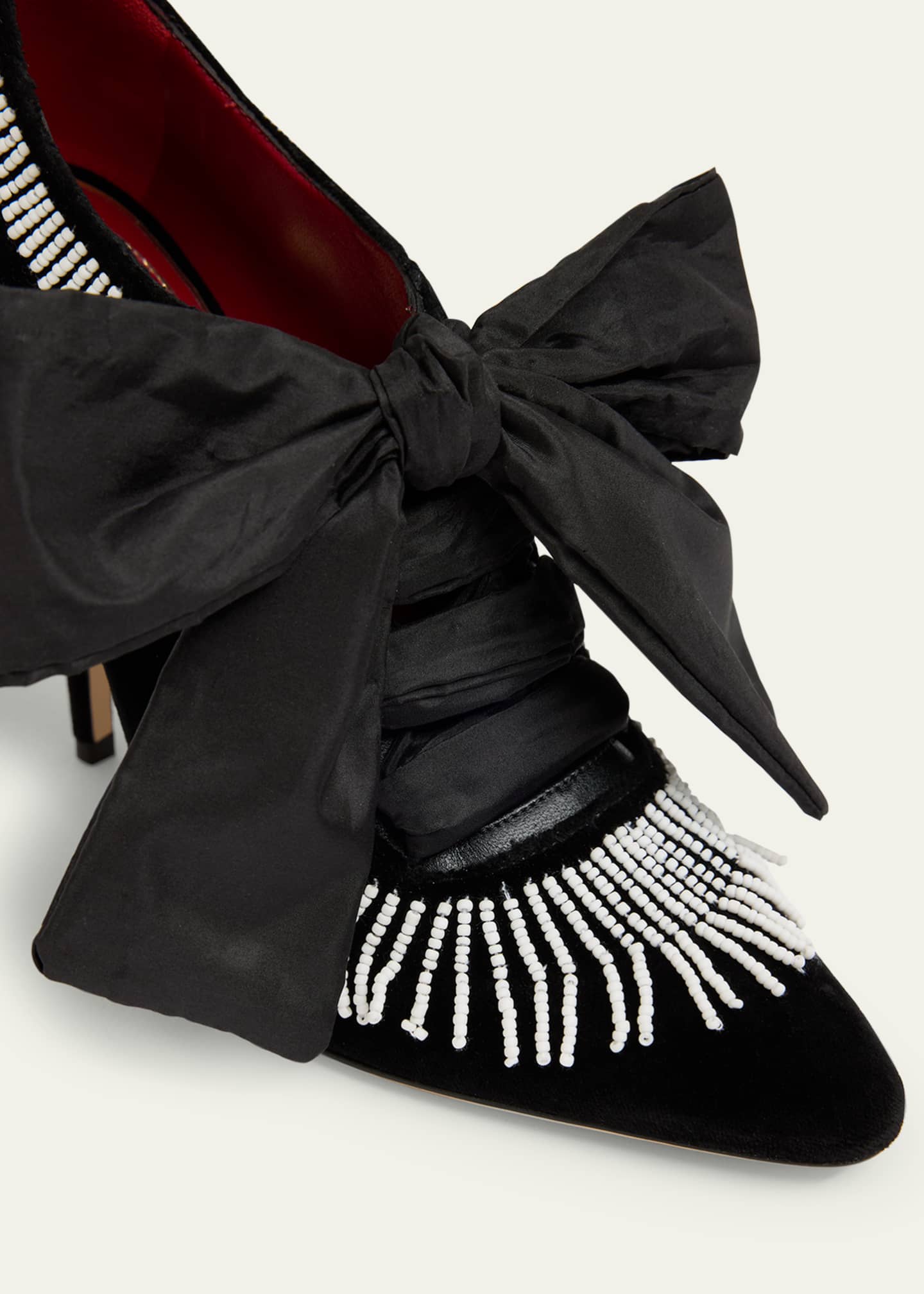 Valentino Garavani Rockoco Beaded Lace-Up Velvet Pumps - Bergdorf