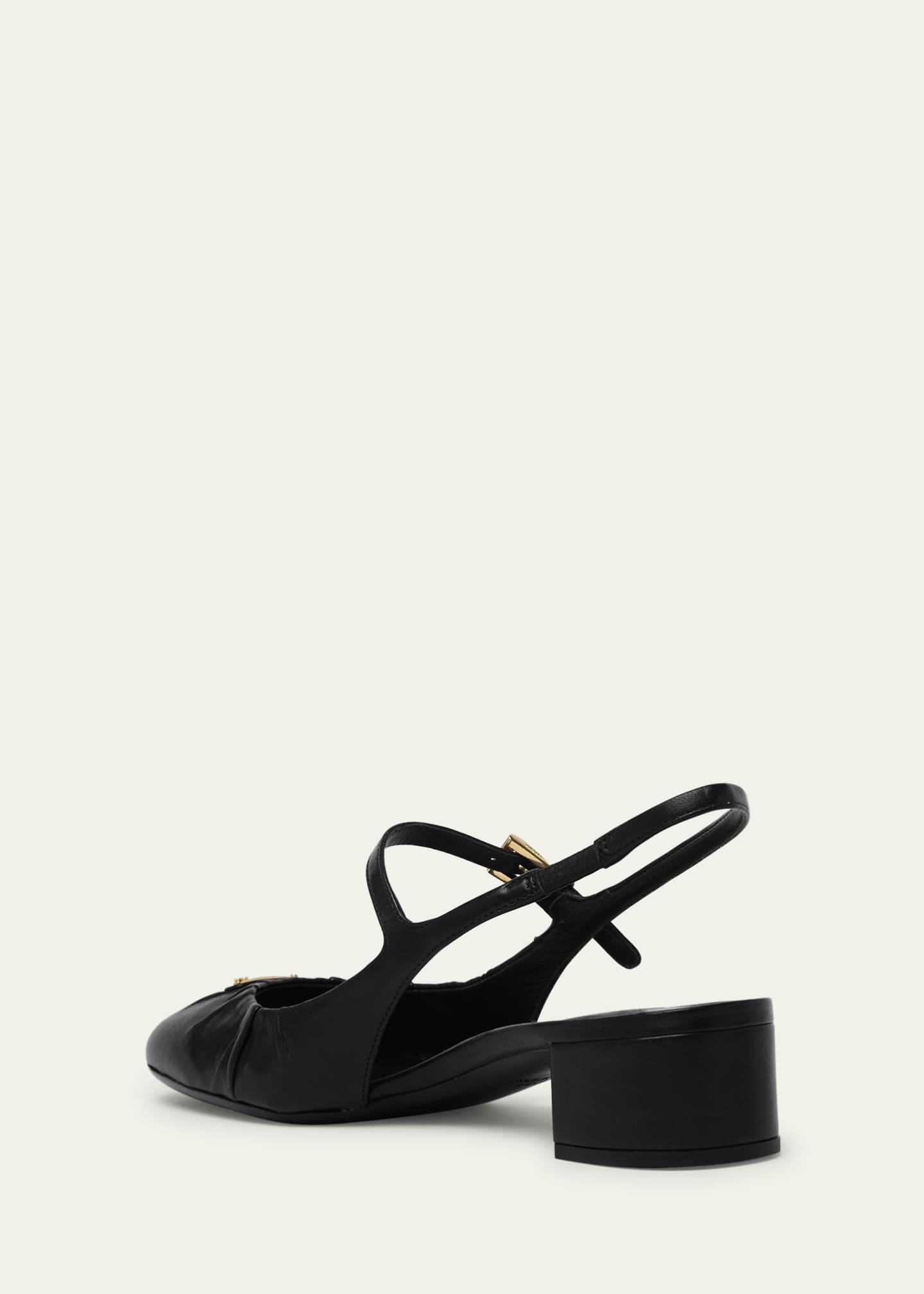 Prada Ruched Toe Mary Jane Leather Pumps Image 2 of 4